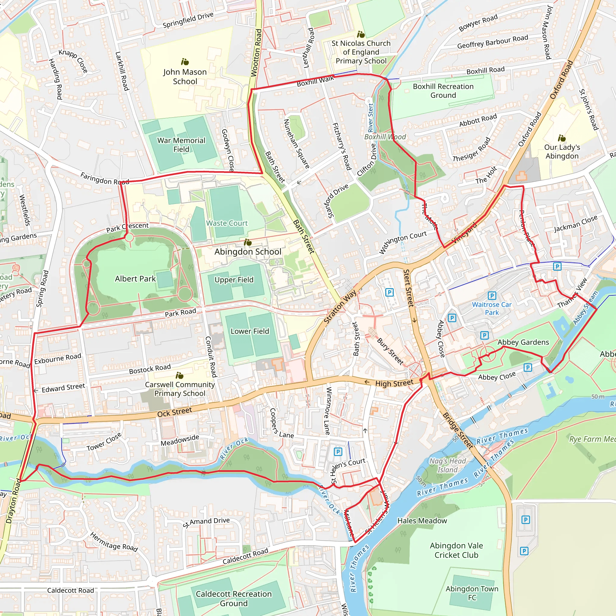 Abbey Gardens, Albert Park and Boxhill Wood Loop mobile static map