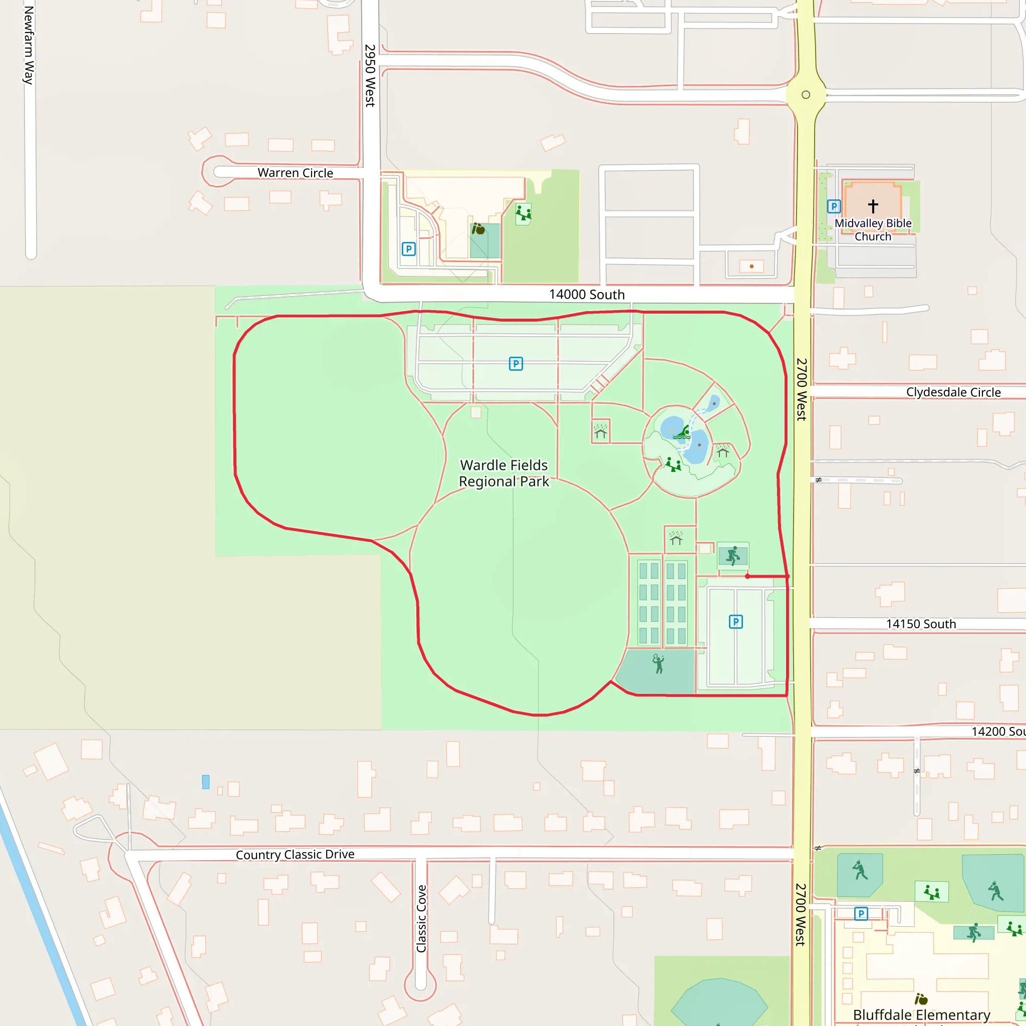 Wardle Fields Regional Park Loop mobile static map