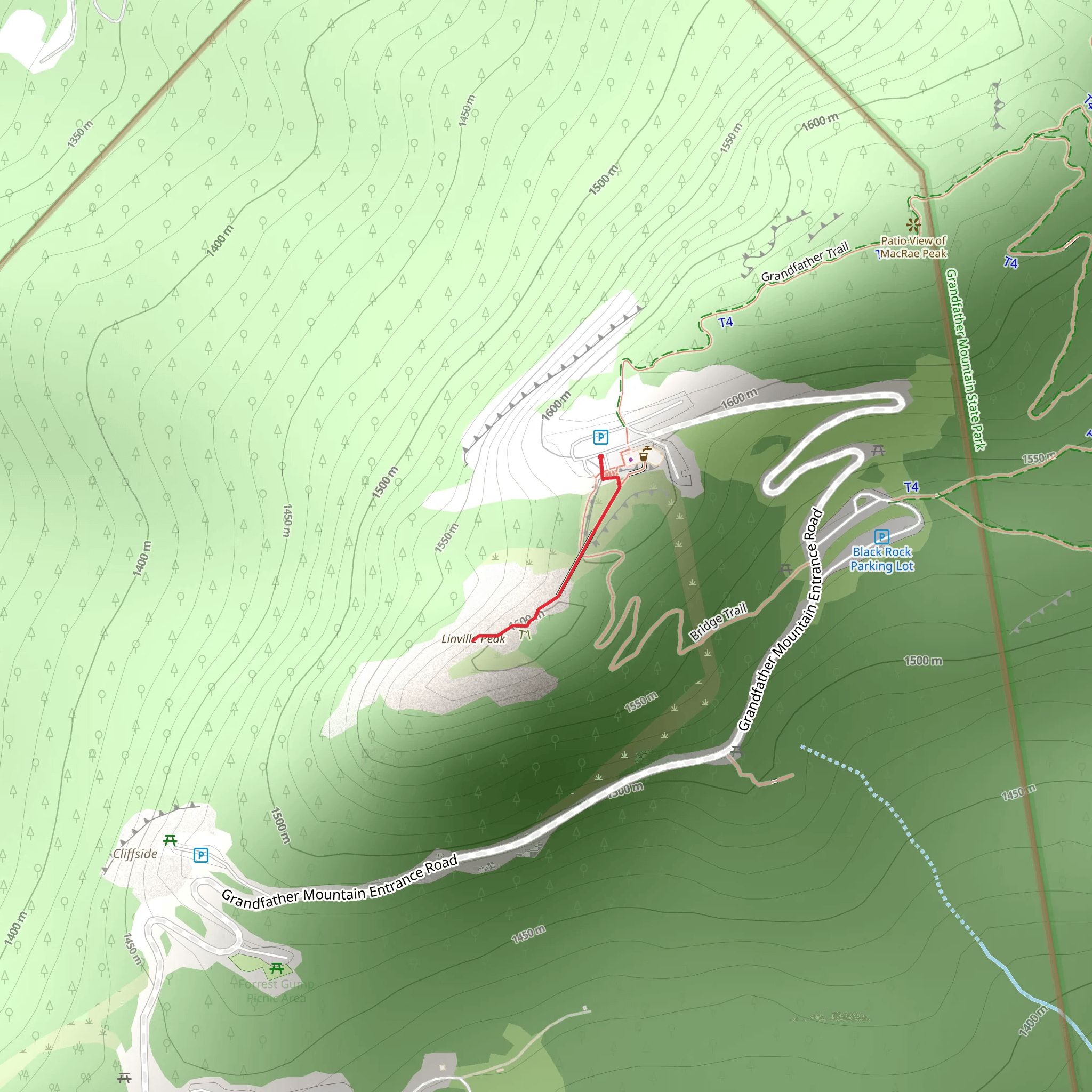 Linville Peak mobile static map