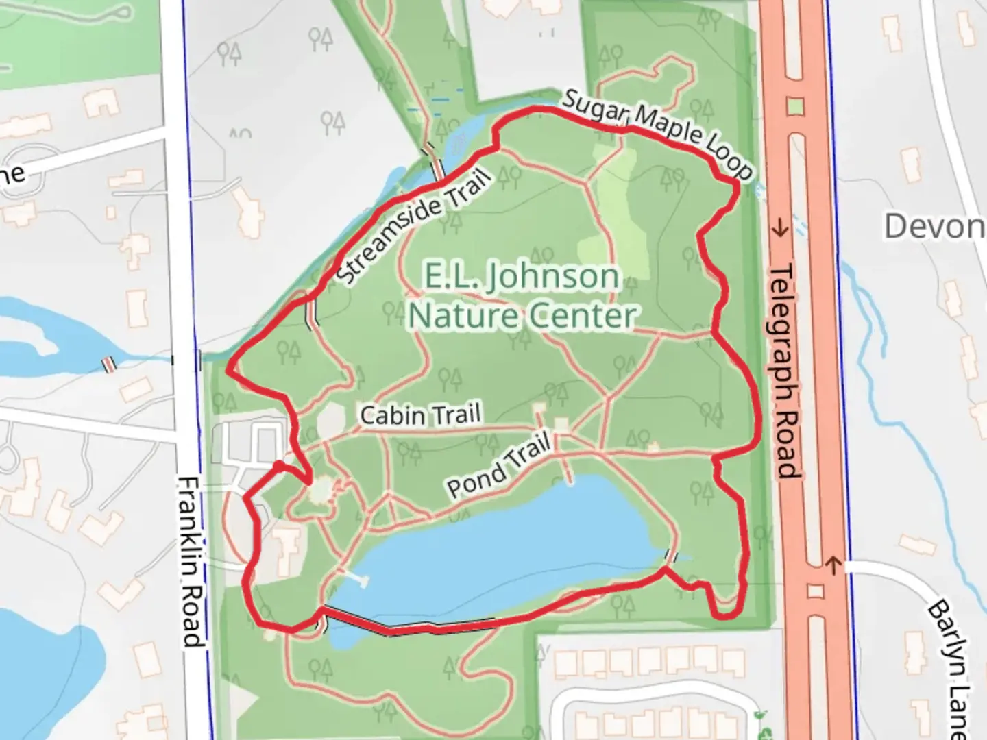 An image depicting the trail Pond and Streamside Loop Trail and its surrounding area.