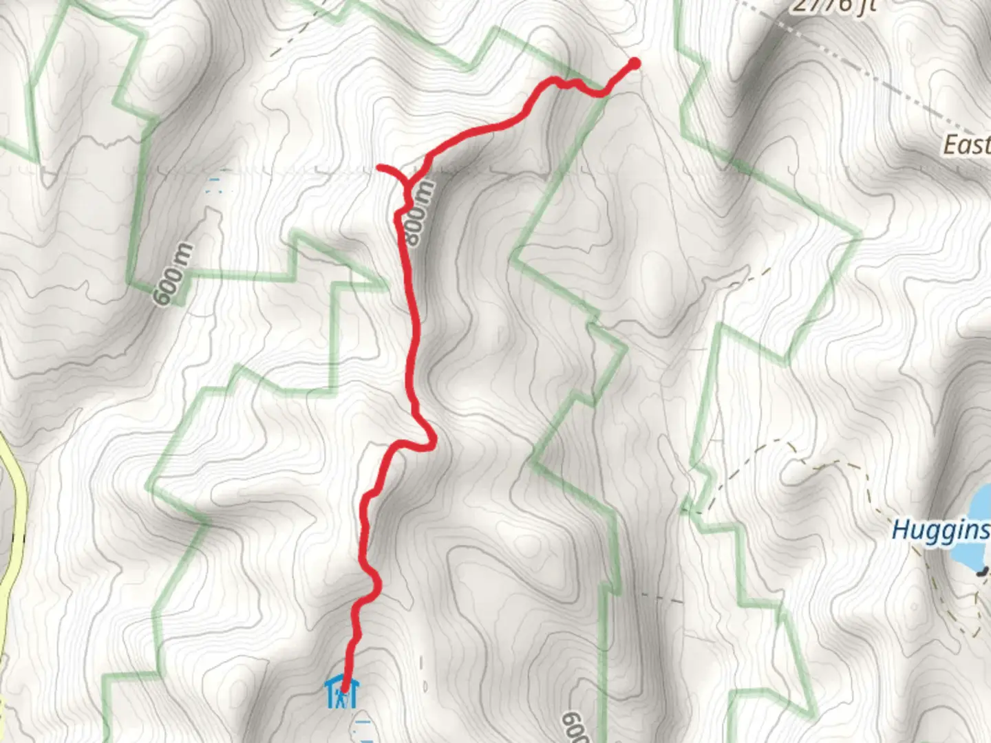 An image depicting the trail Pelnor Hollow Trail from Holliday Brook Road and its surrounding area.