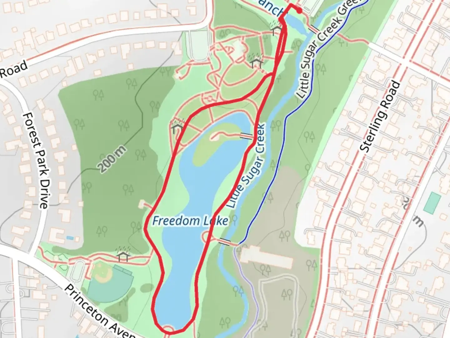 An image depicting the trail Freedom Lake Loop and its surrounding area.