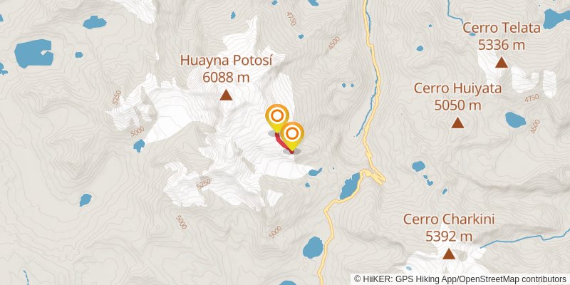 Huayna Potosí Trek alt 1 Map