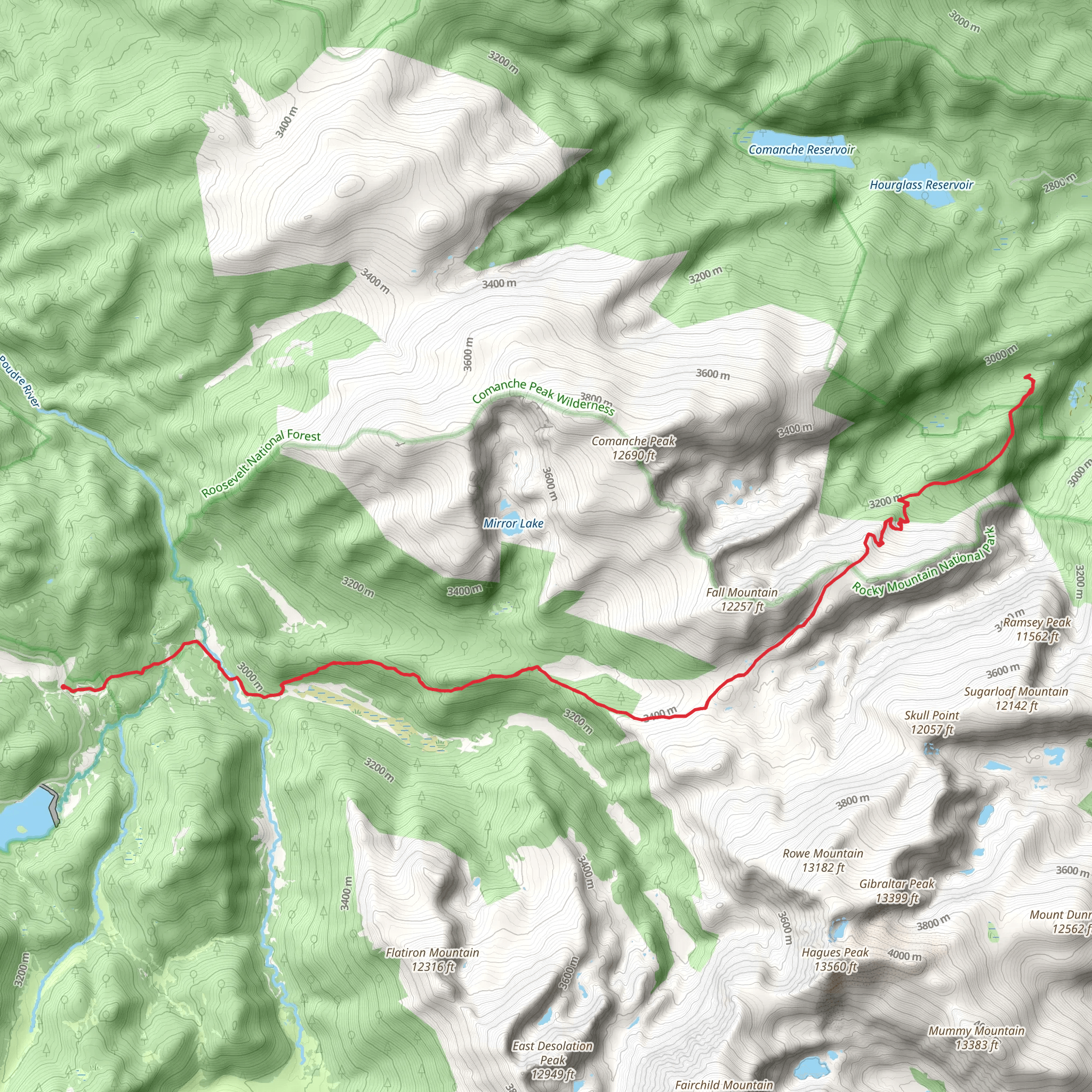 Mummy Pass via Corral Creek Trail mobile static map