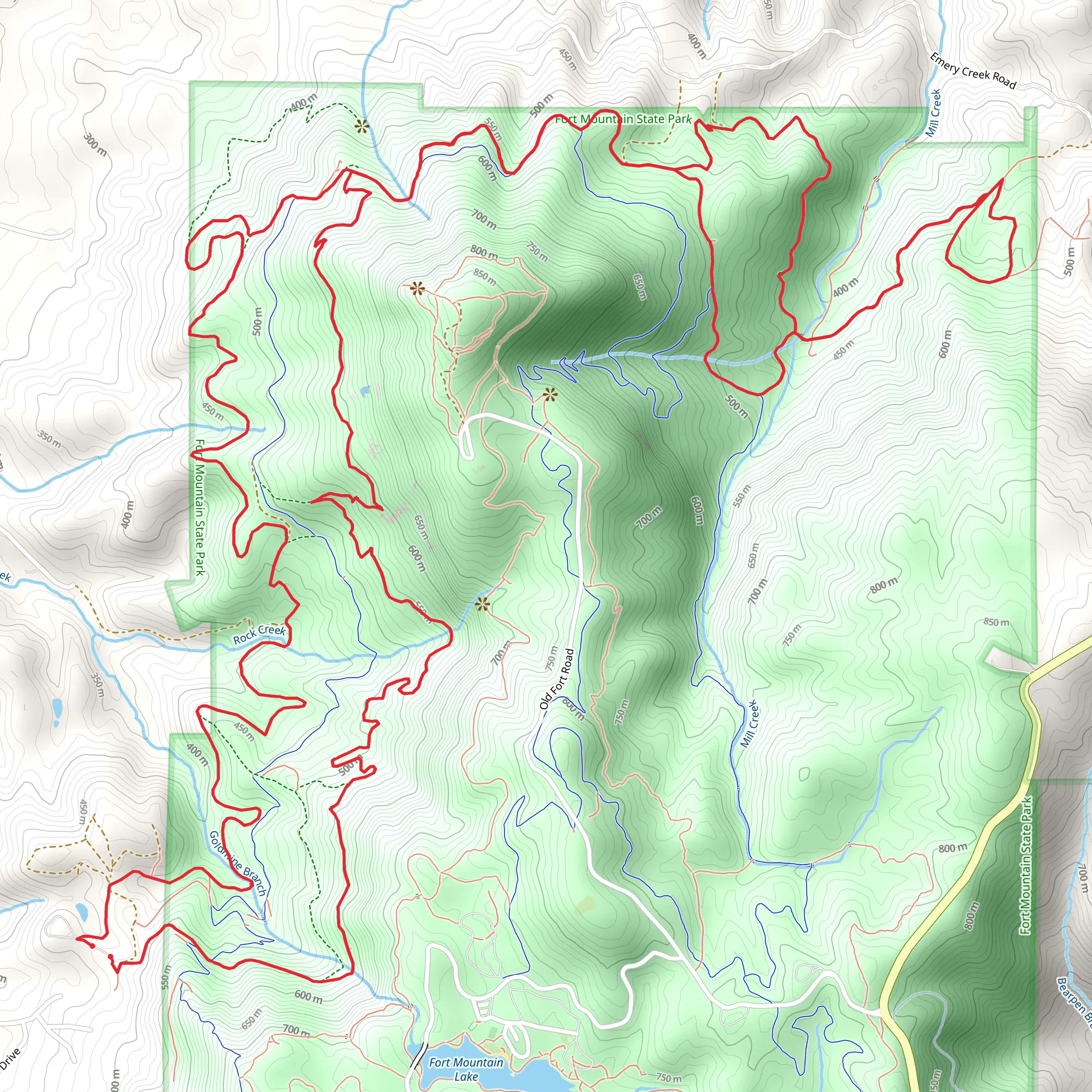 Rock Creek, Mill Creek and Goldmine Branch Loop mobile static map
