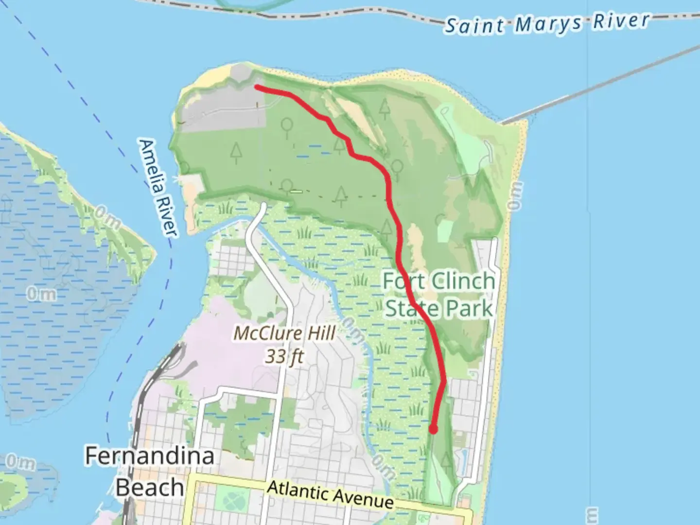 An image depicting the trail Fort Clinch Road and its surrounding area.