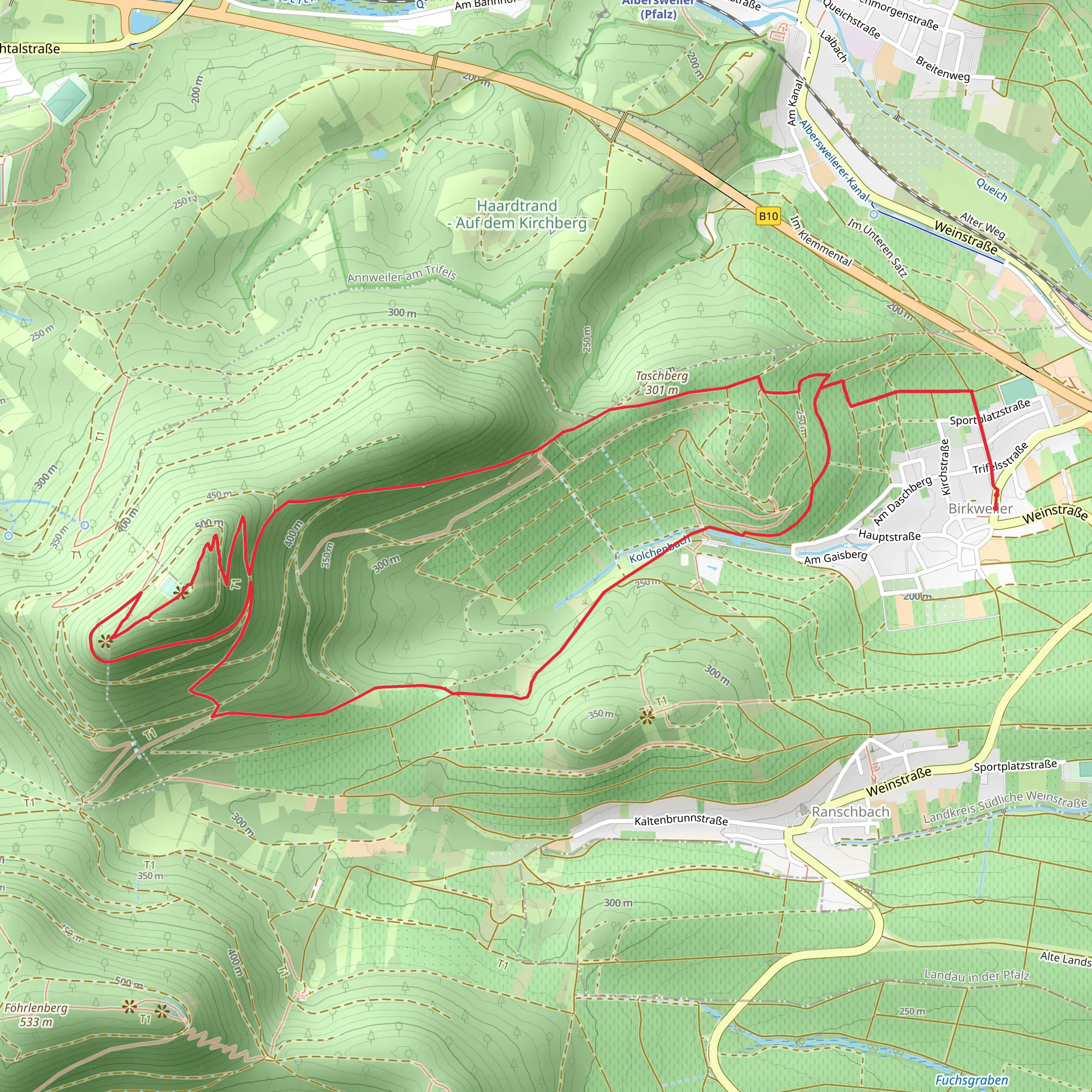 Taschberg, Schuhmacherfelsen and Hohenberg Loop mobile static map