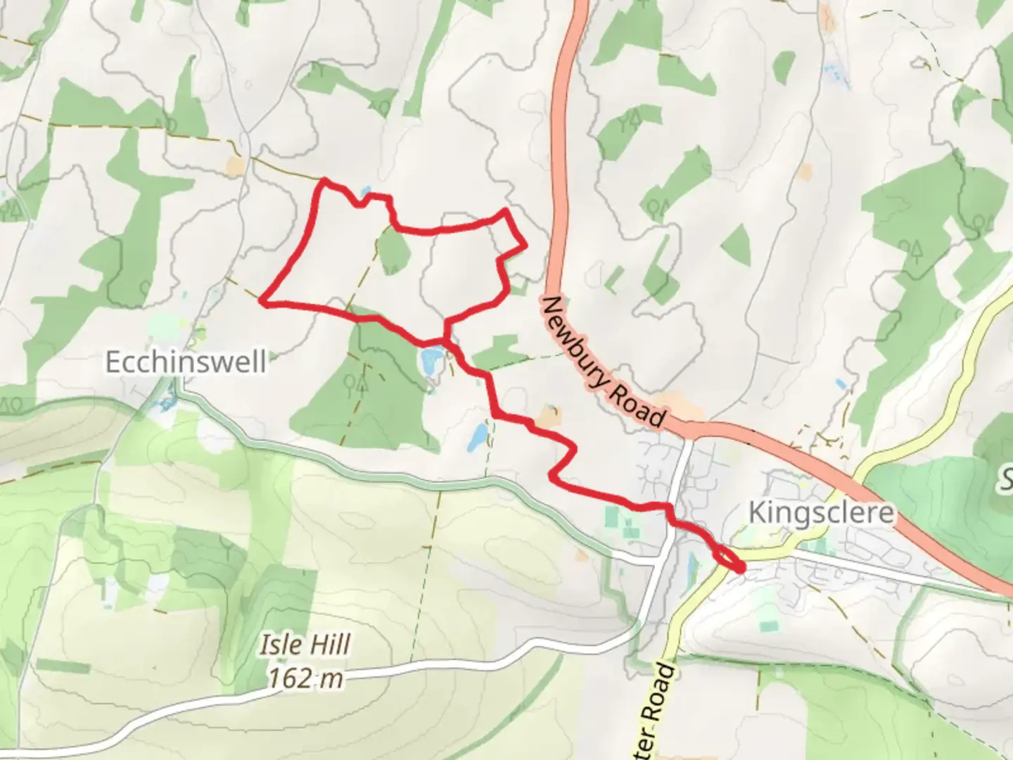 An image depicting the trail Kingsclere Walk and its surrounding area.