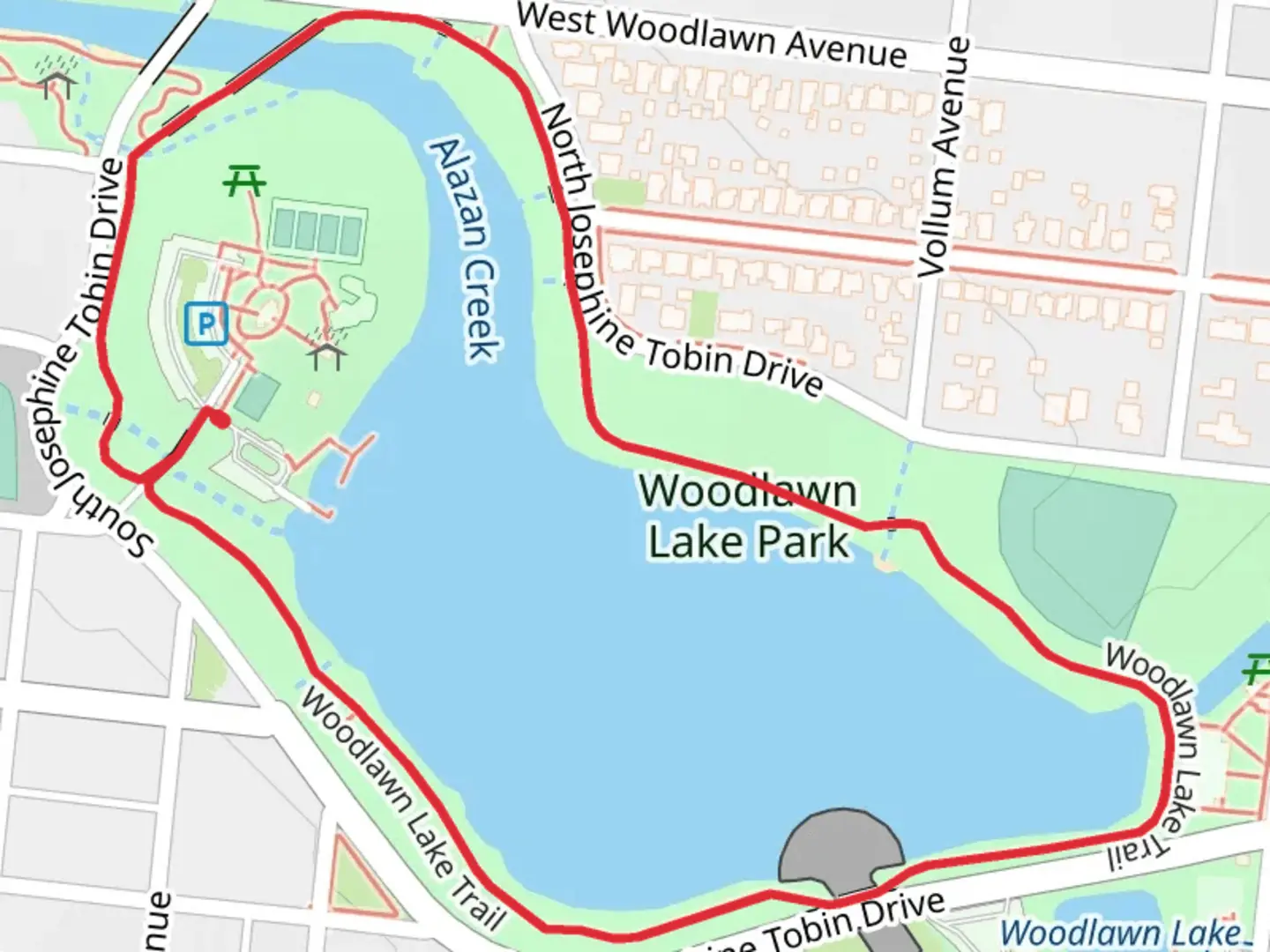 An image depicting the trail Woodlawn Lake Trail and its surrounding area.