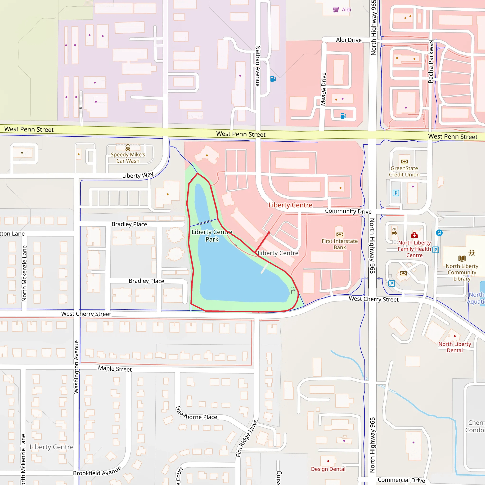 Liberty Centre Pond Loop mobile static map