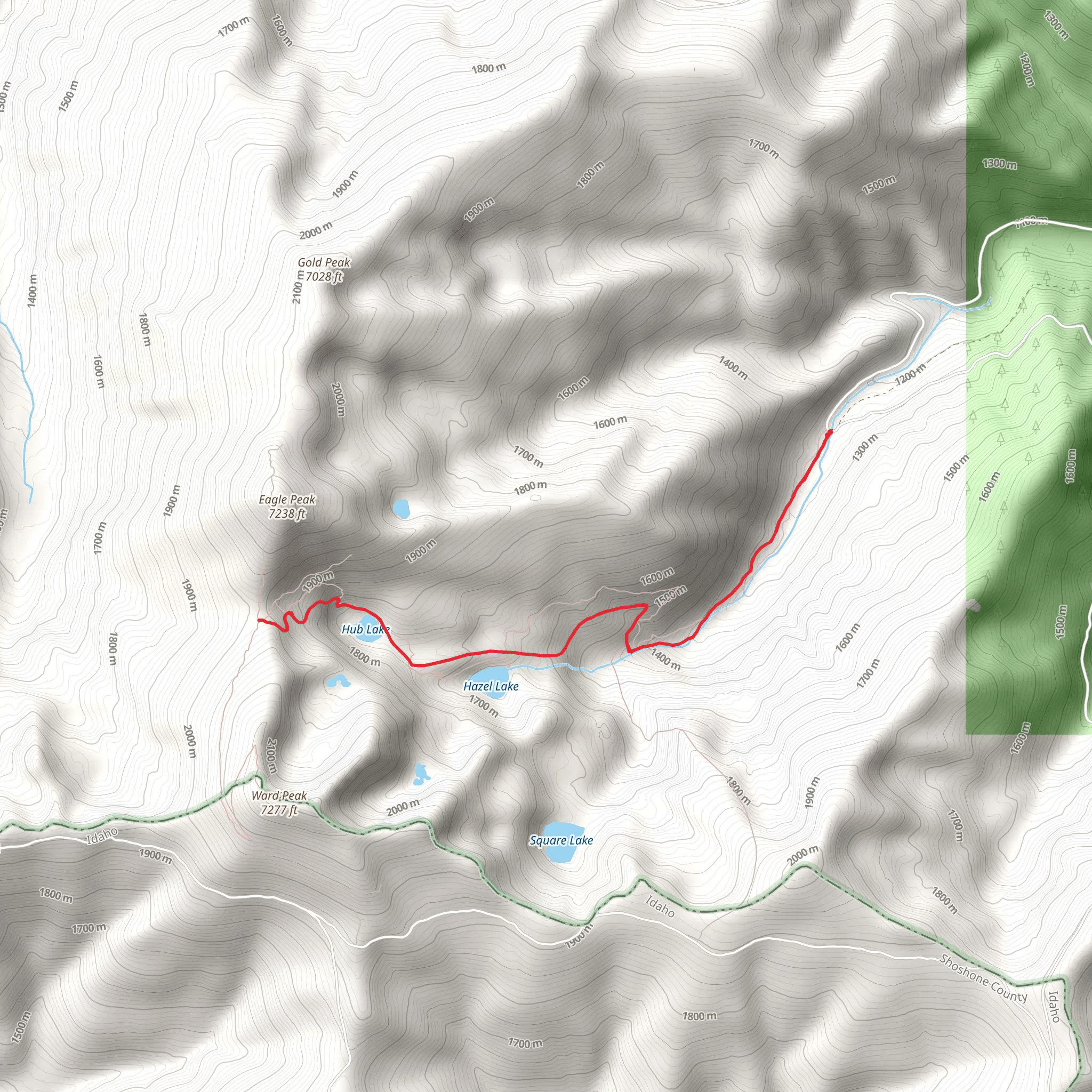Hub Lake and Hazel Lake Trail mobile static map