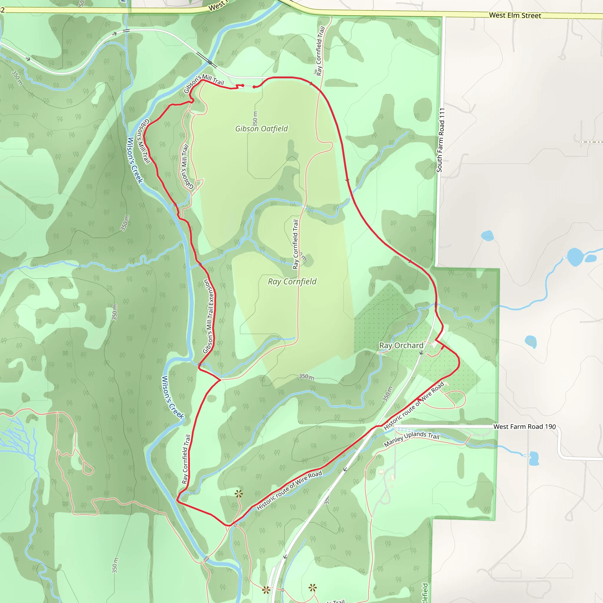 Gibson's Mill Trail Extension and Historic route of Wire Road Loop mobile static map