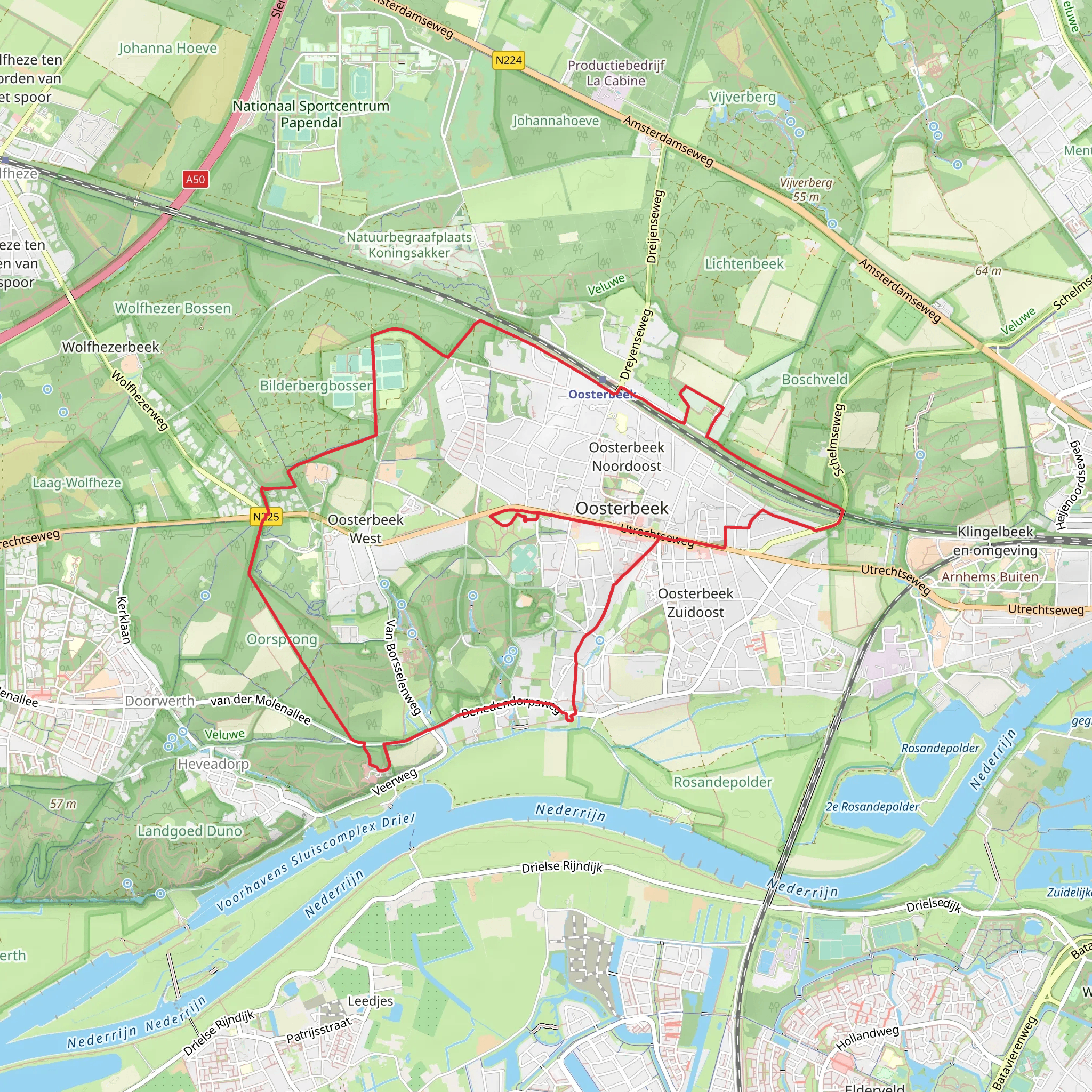 Arnhem Oosterbeek War Cemetery and Oorsprong Loop mobile static map