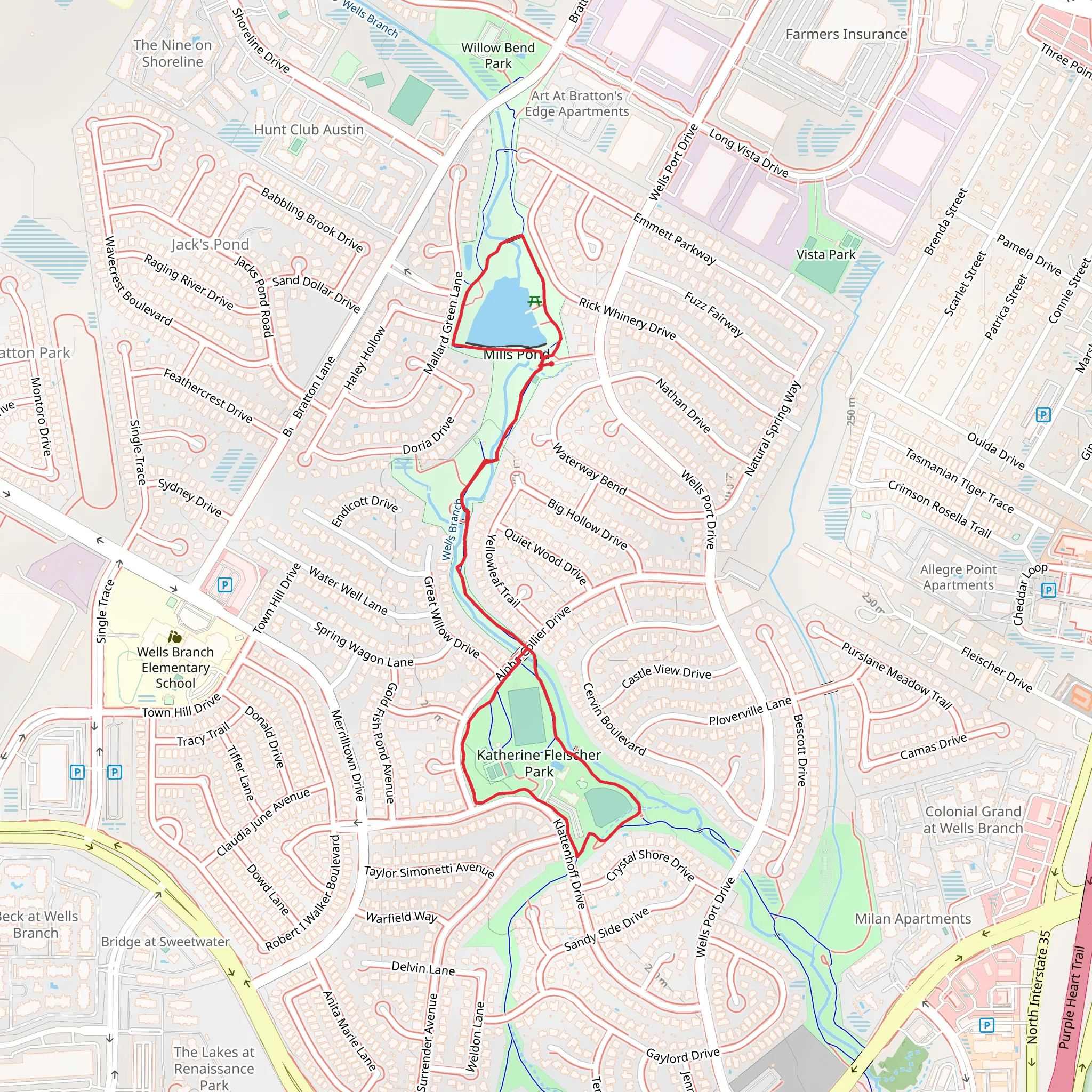 Mills Pond and Katherine Fleischer Park Loop mobile static map
