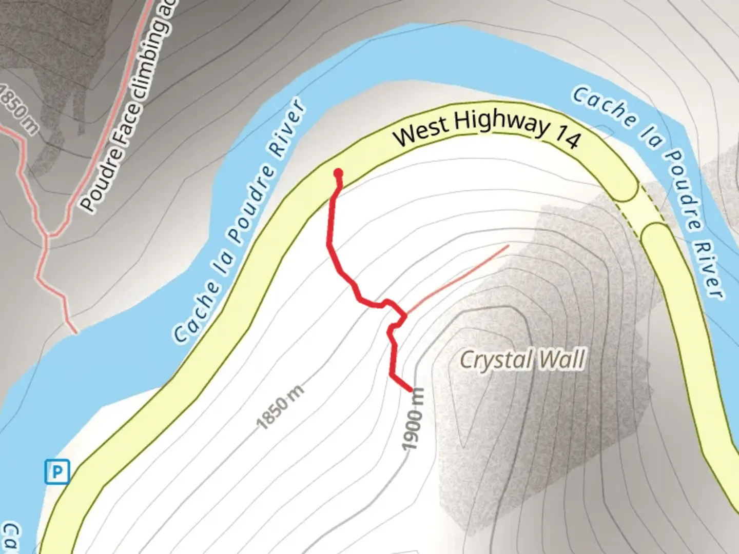 An image depicting the trail Poudre Canyon Highway and its surrounding area.