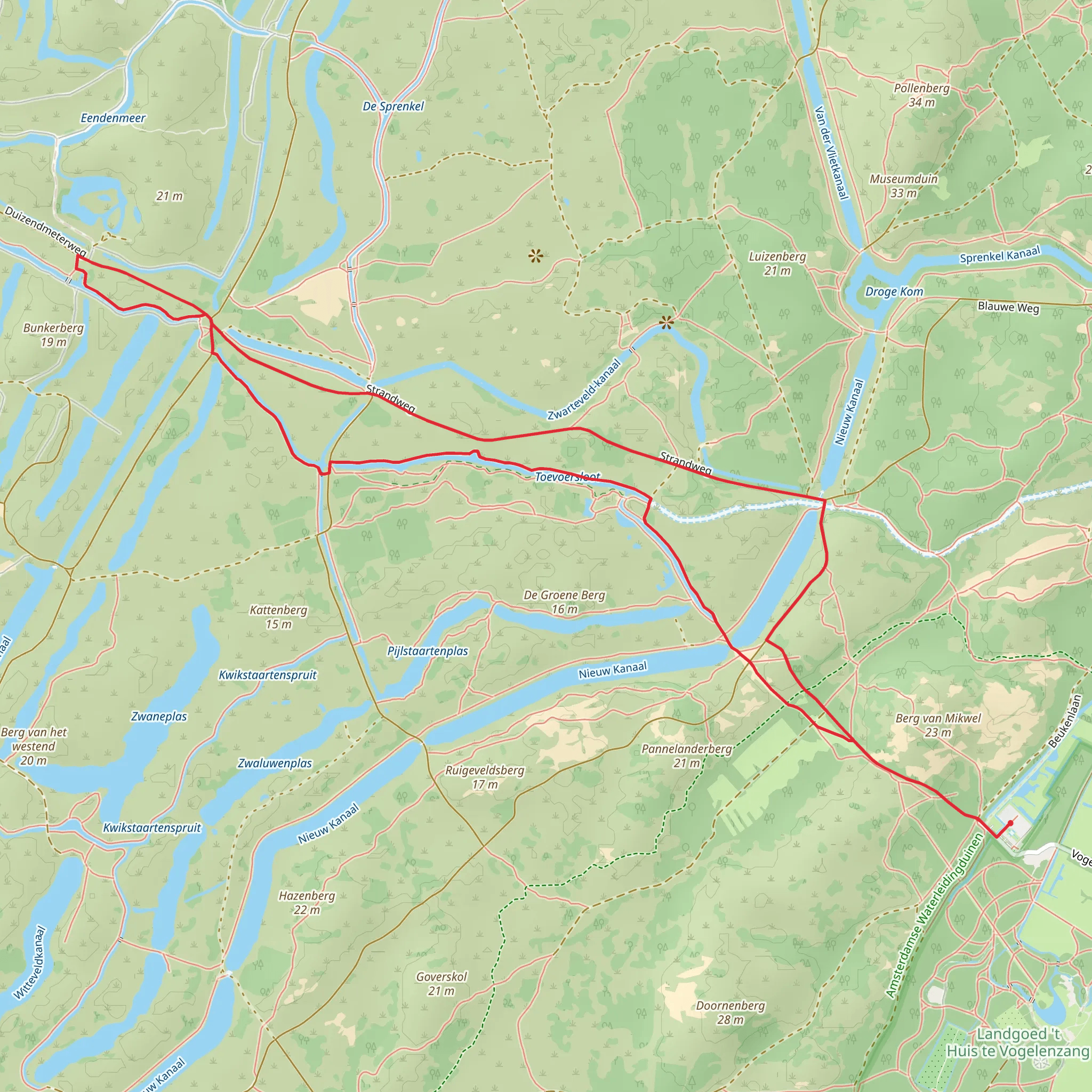 Zwarteveld and Duizendmeterweg Loop mobile static map