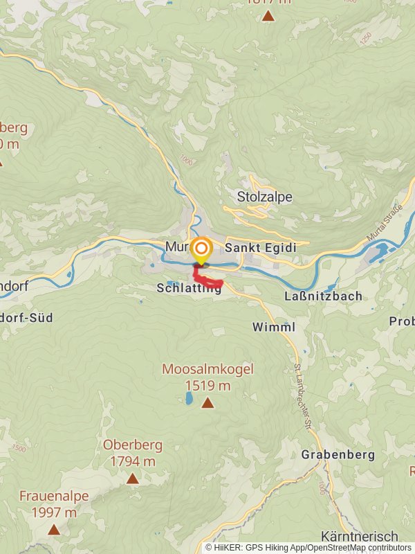Frauenhainweg Trail via Murau mobile static map