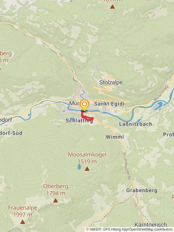 Frauenhainweg Trail via Murau mobile static map