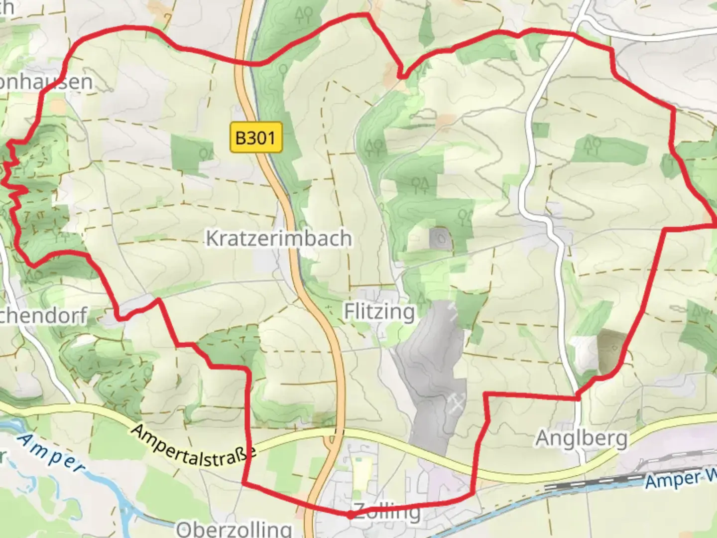 An image depicting the trail Zolling Loop and its surrounding area.