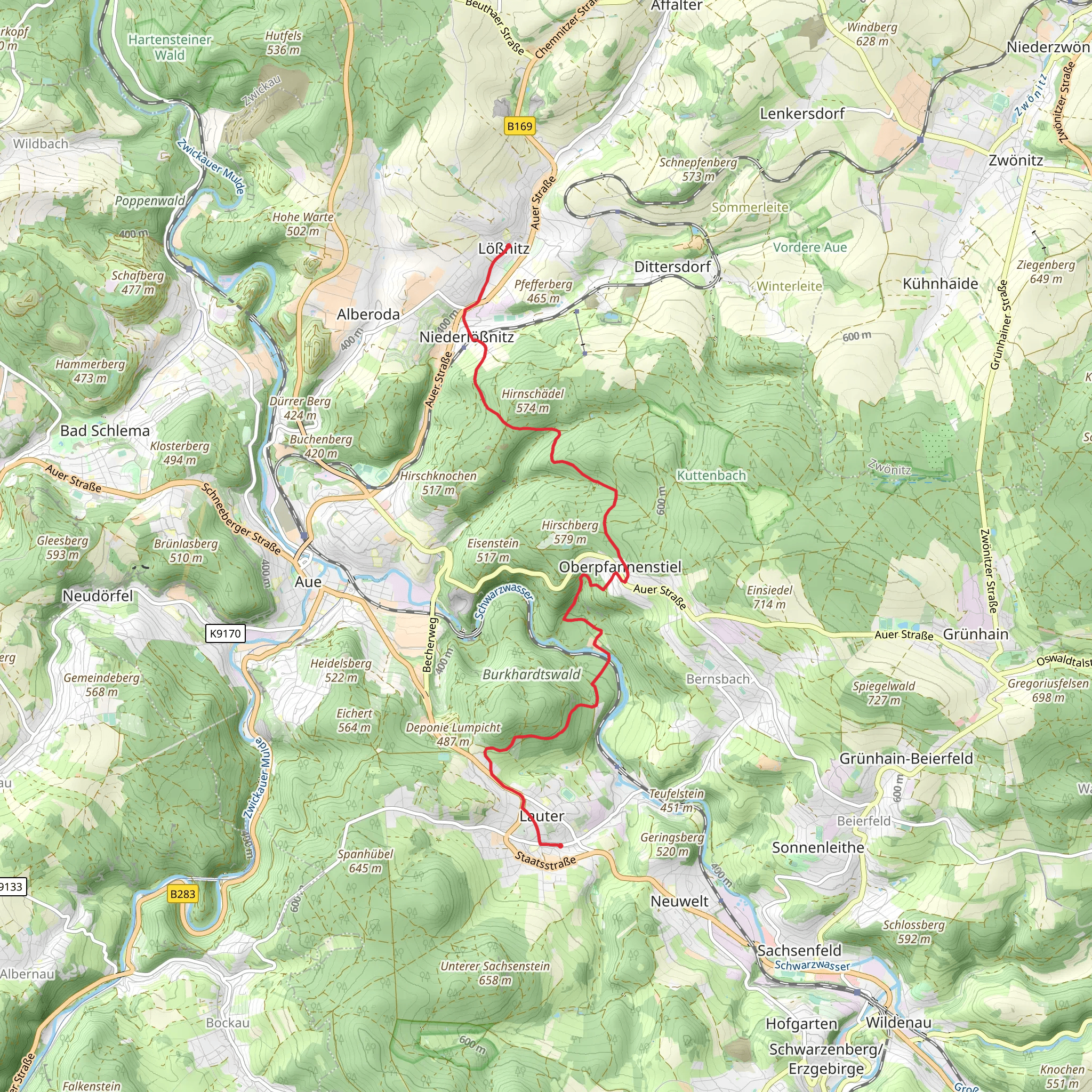 Wanderweg Loessnitz - Lauter mobile static map