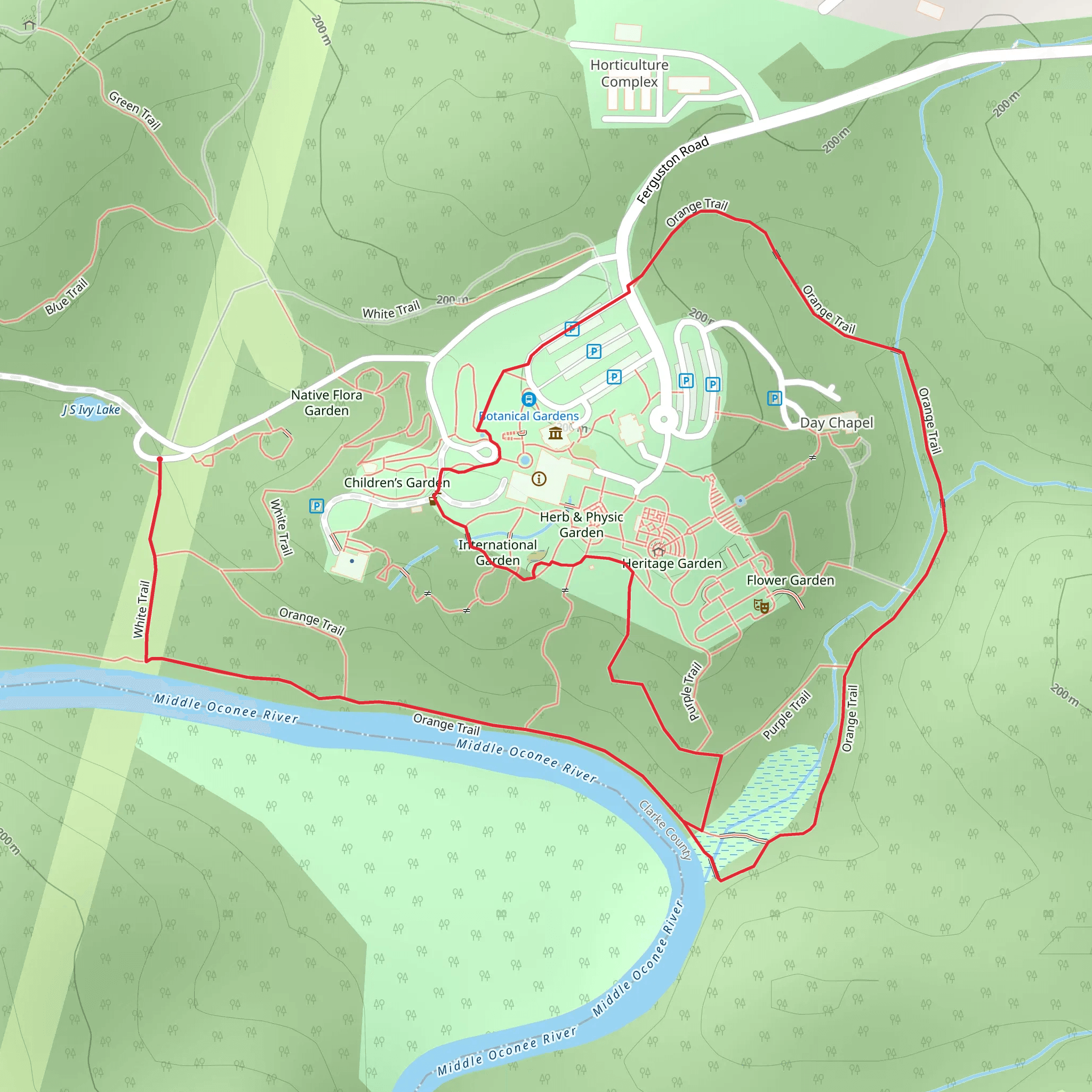 Middle Oconee River - Orange Loop Trail mobile static map
