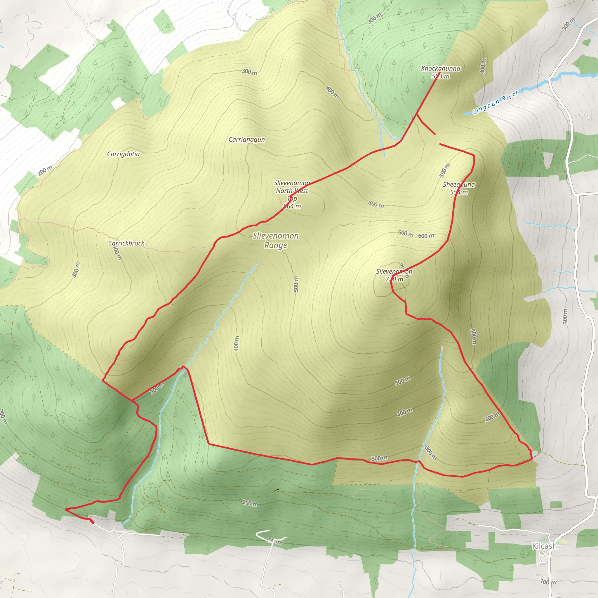 Sheegouna and Slievenamon Loop via Killurney mobile static map