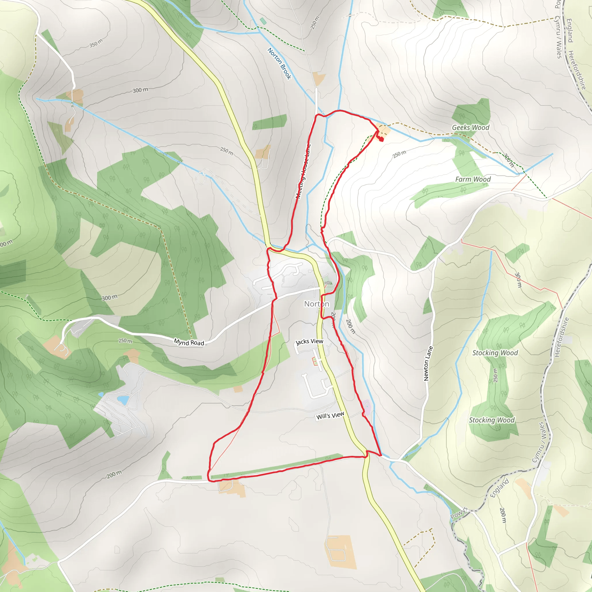 Hike around Norton. Powys mobile static map