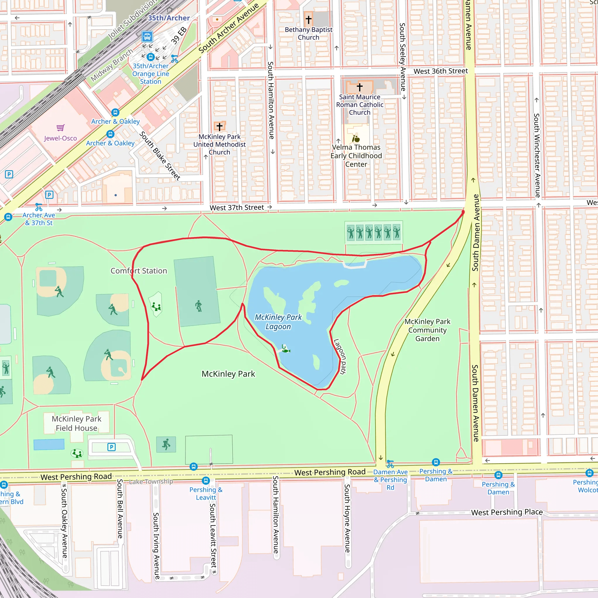 McKinley Park Lagoon Loop mobile static map