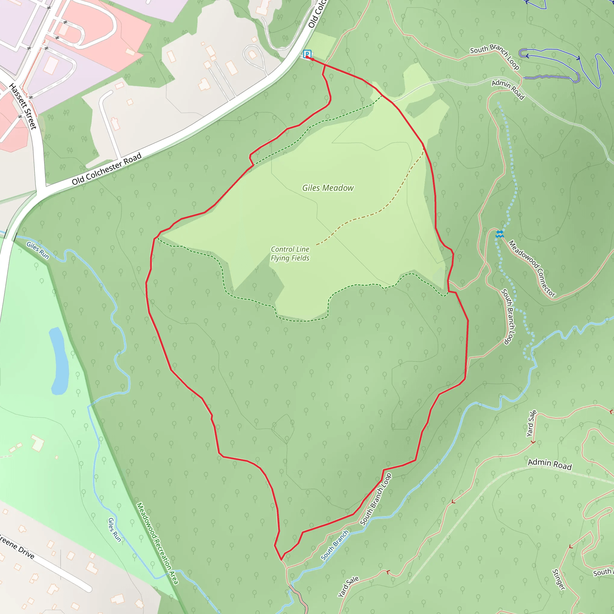 Giles Run Trail and South Branch Massey Creek Loop mobile static map