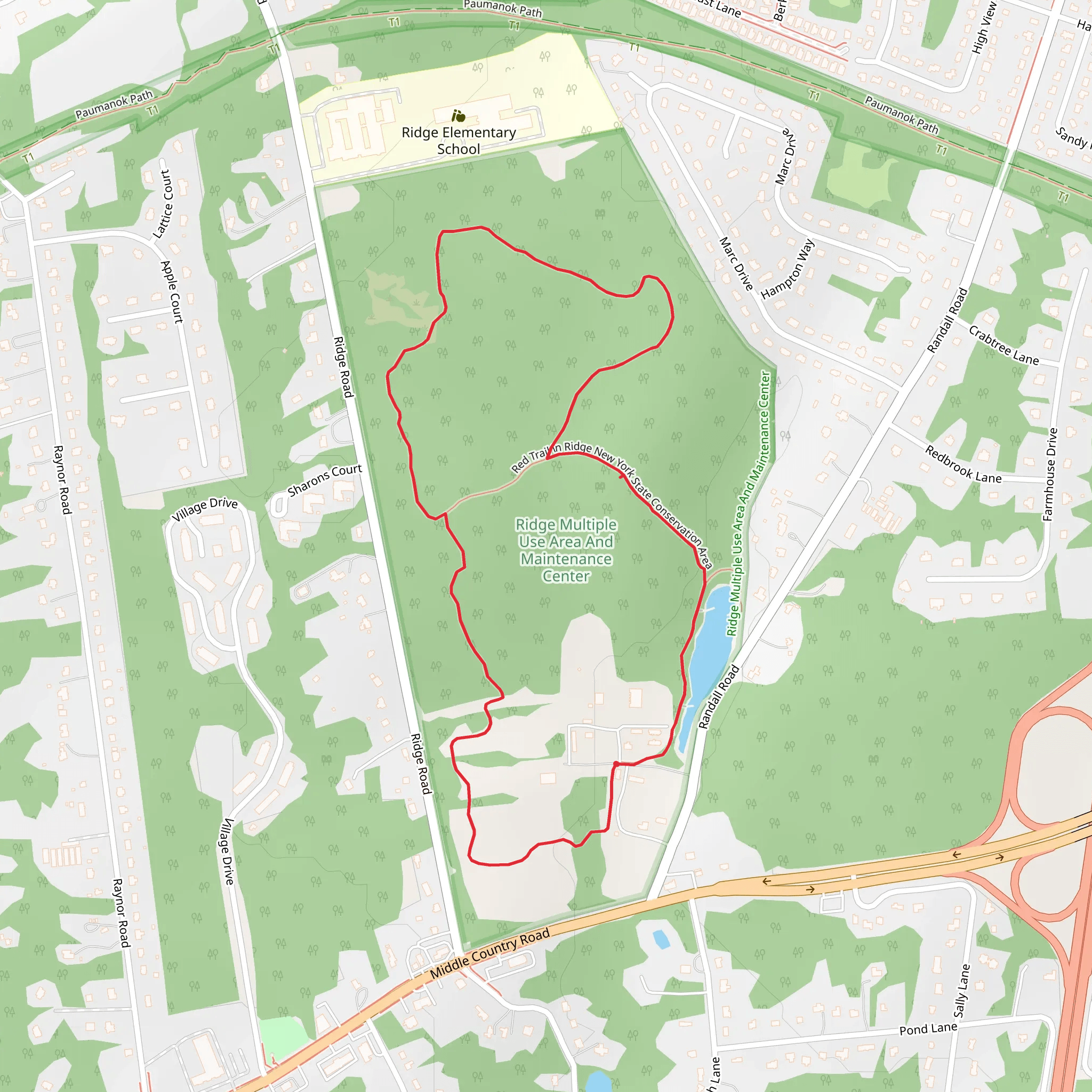 Randall Pond and Red Trail Loop mobile static map