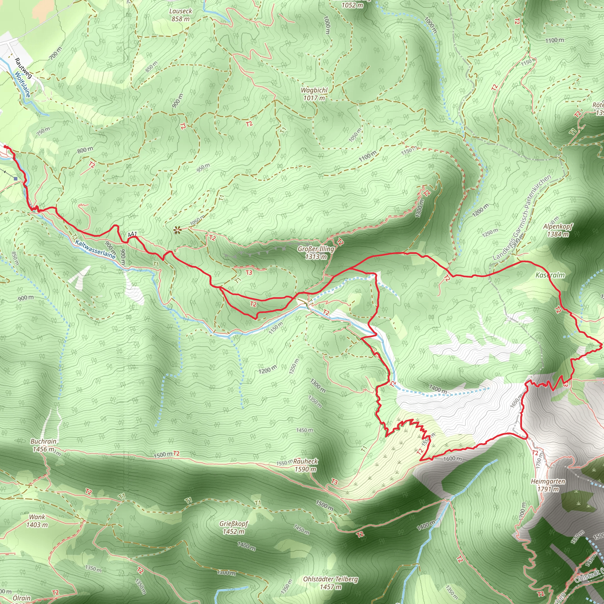Ochsenalm and Whs Heimgartenhuette Loop mobile static map