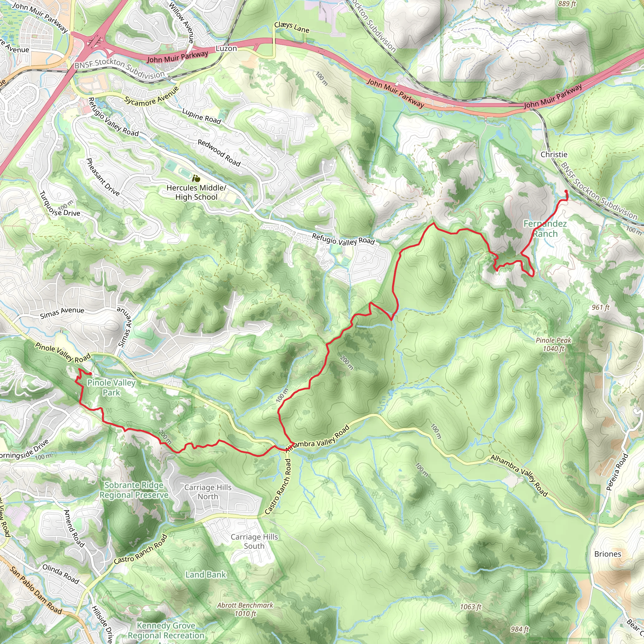 Pinole Valley Multi-Use Trail and Morningside Trail mobile static map