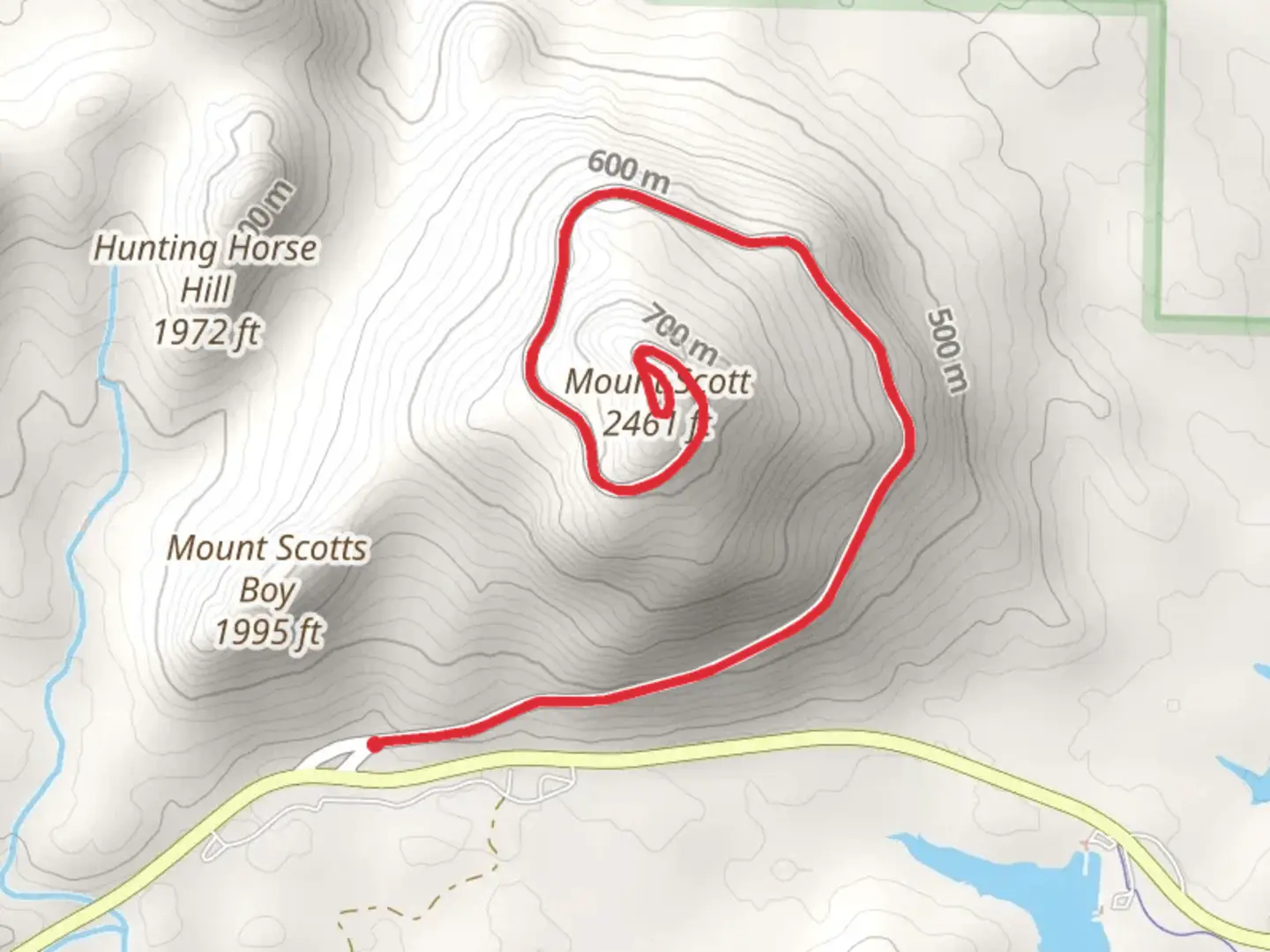 An image depicting the trail Mount Scott and its surrounding area.