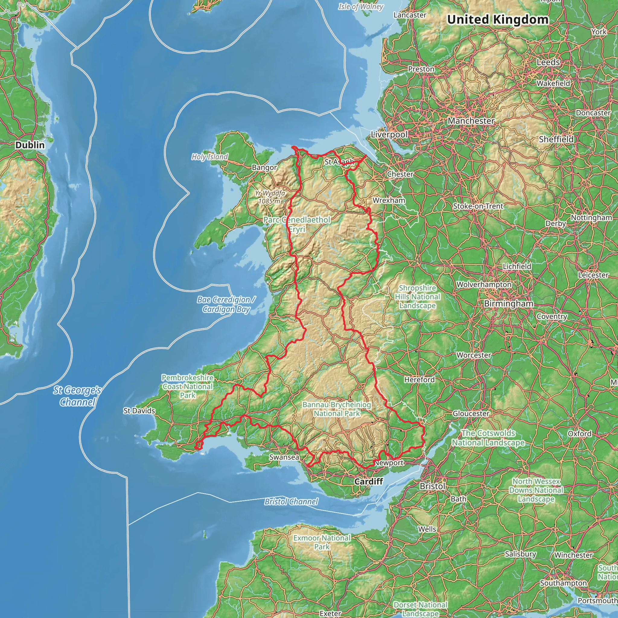 Wales Cistercian Way mobile static map
