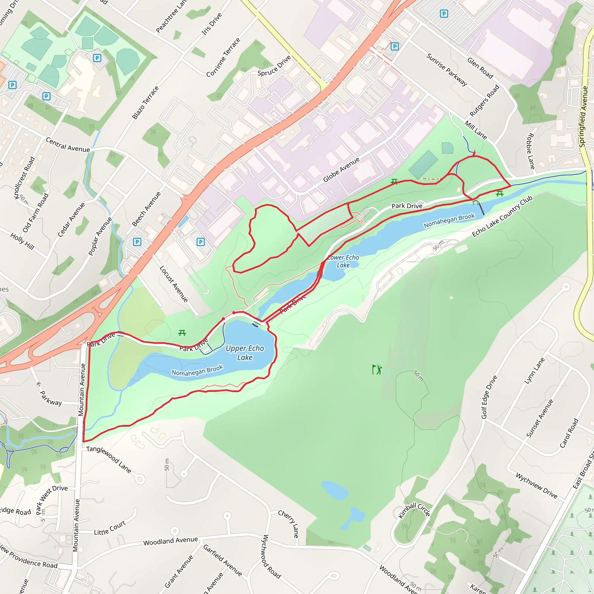 Upper Echo Lake and Lower Echo Lake Loop mobile static map