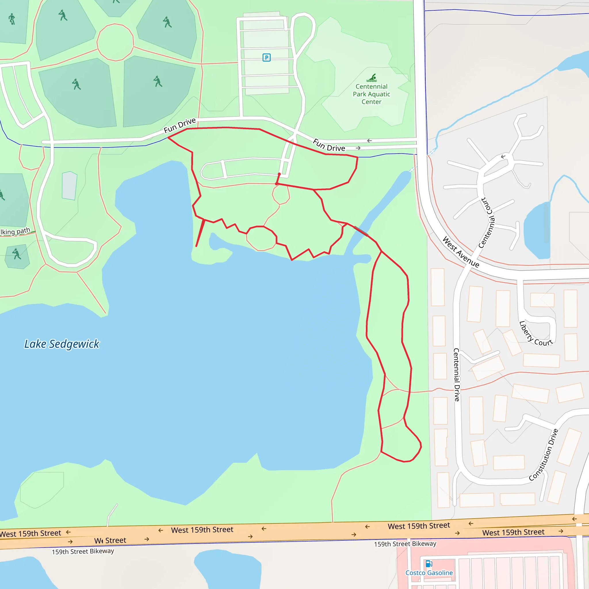 Lake Sedgewick East side Loop mobile static map