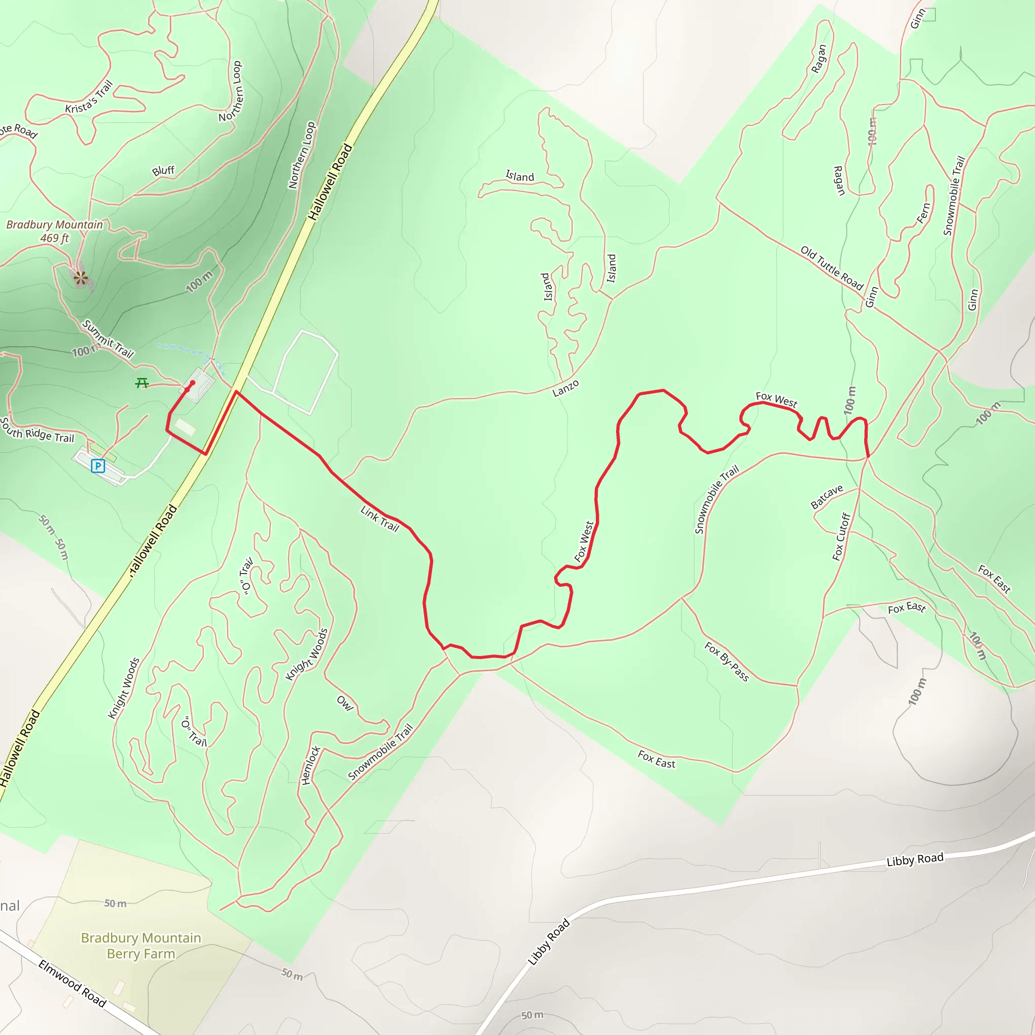 Fox West Trail and Link Trail mobile static map