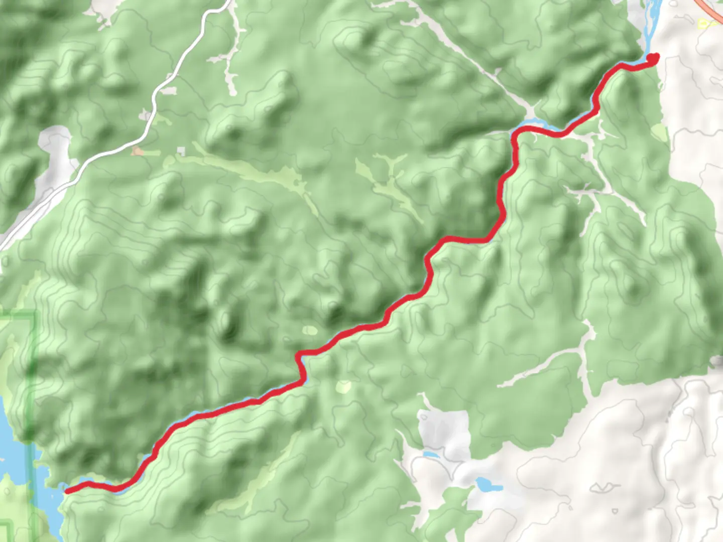 An image depicting the trail Eleven Mile Canyon Dam from Lake George and its surrounding area.