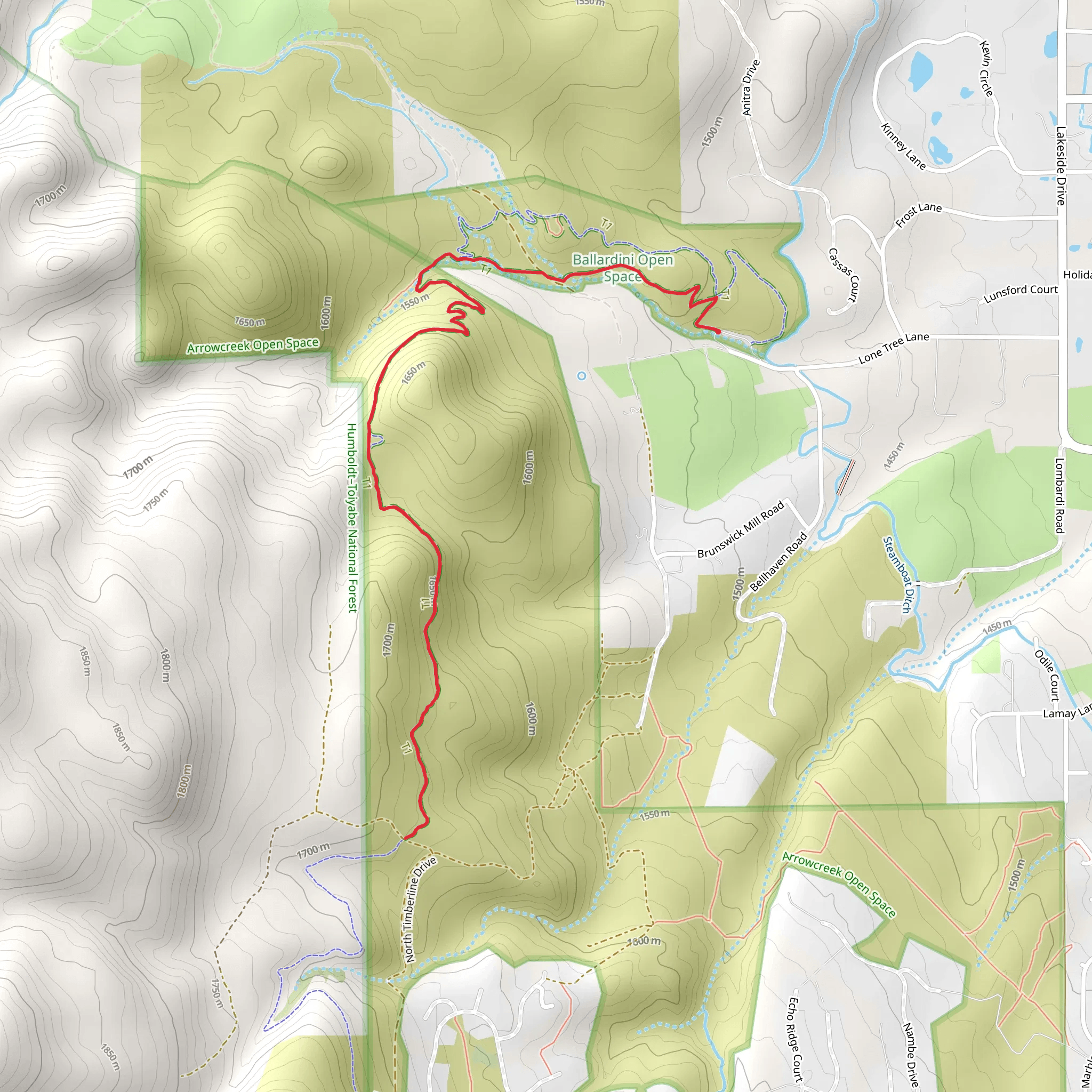 Ballardini Ranch Trail and Upper Loop mobile static map