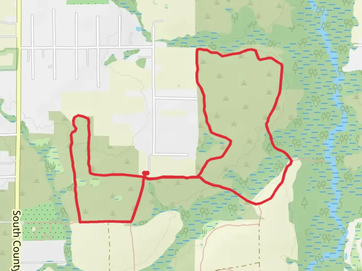 An image depicting the trail Red and Yellow Trail Loop and its surrounding area.