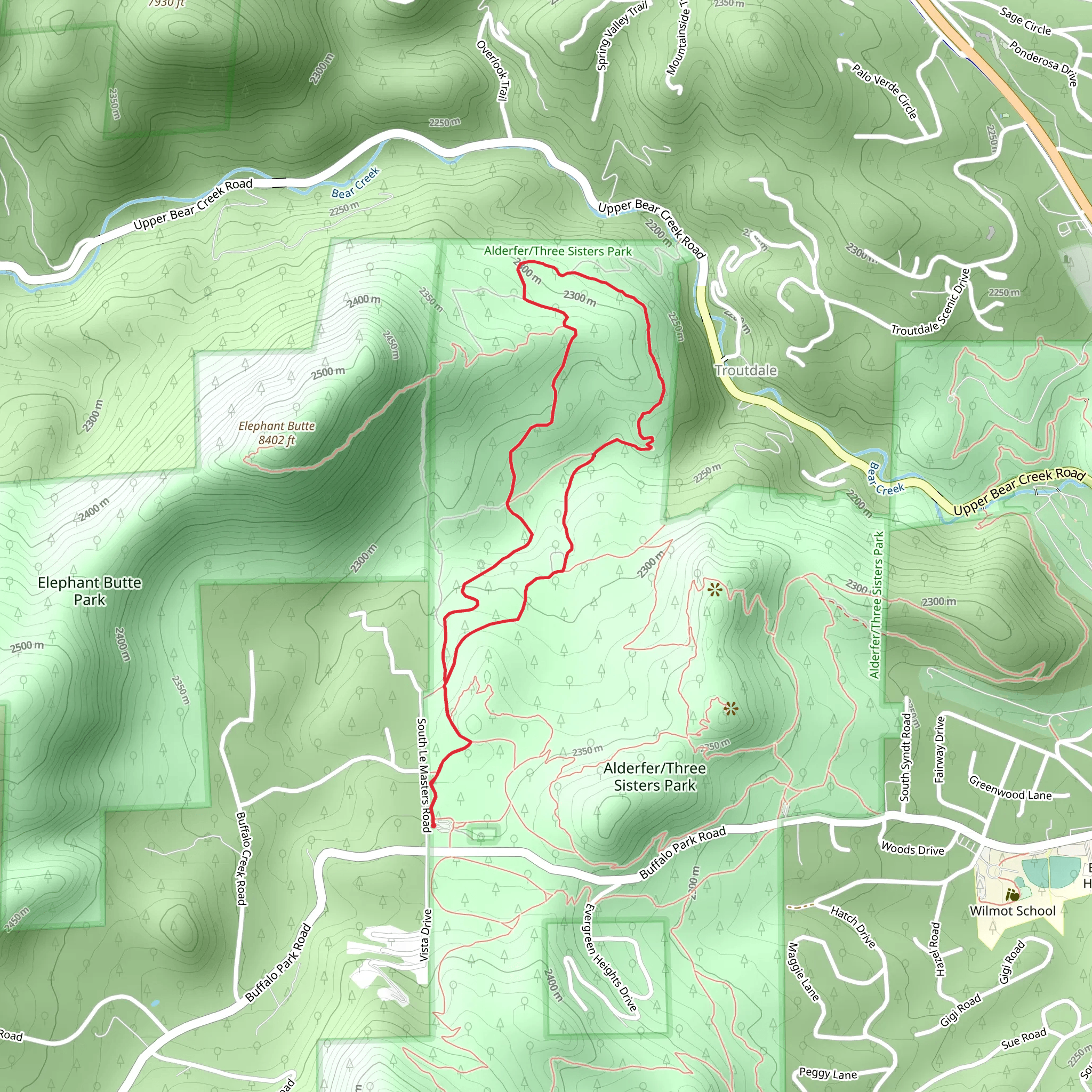 Mountain Muhly Loop Trail mobile static map