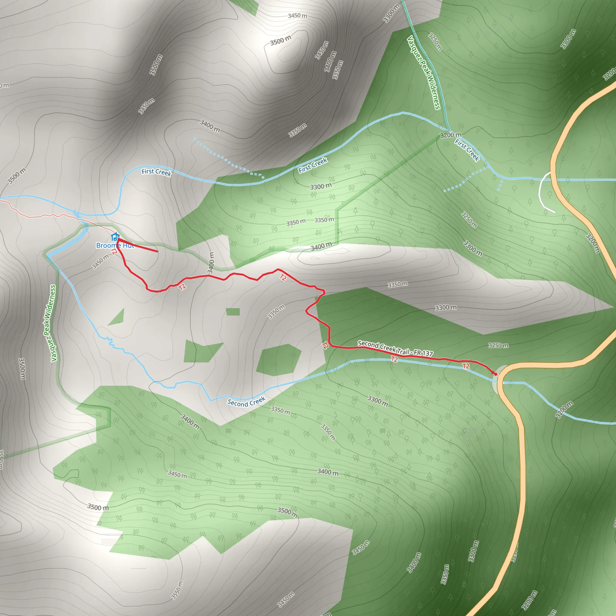 Second Creek Out and Back mobile static map
