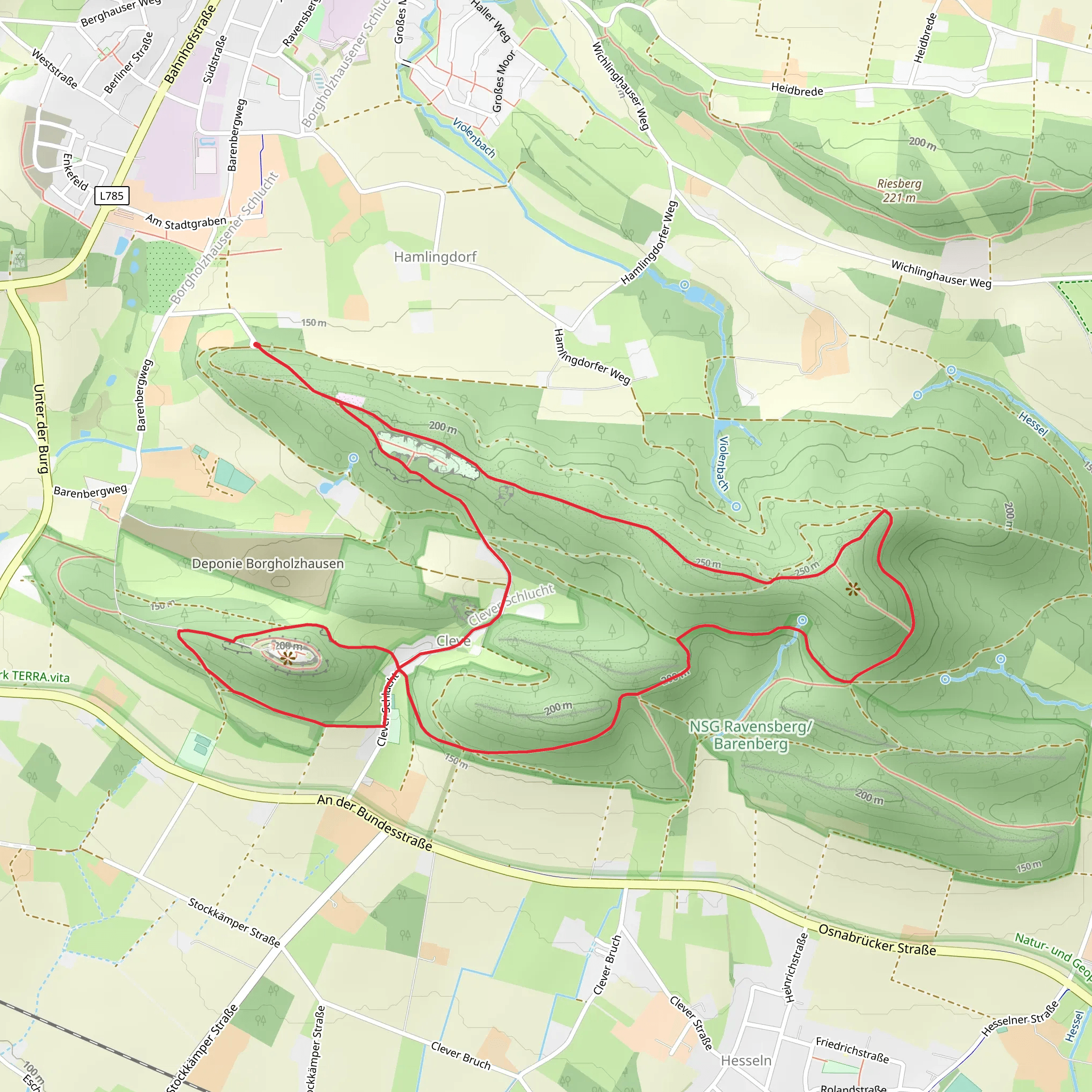 Steinbruch, Barenberg and Burg Ravensberg Loop mobile static map