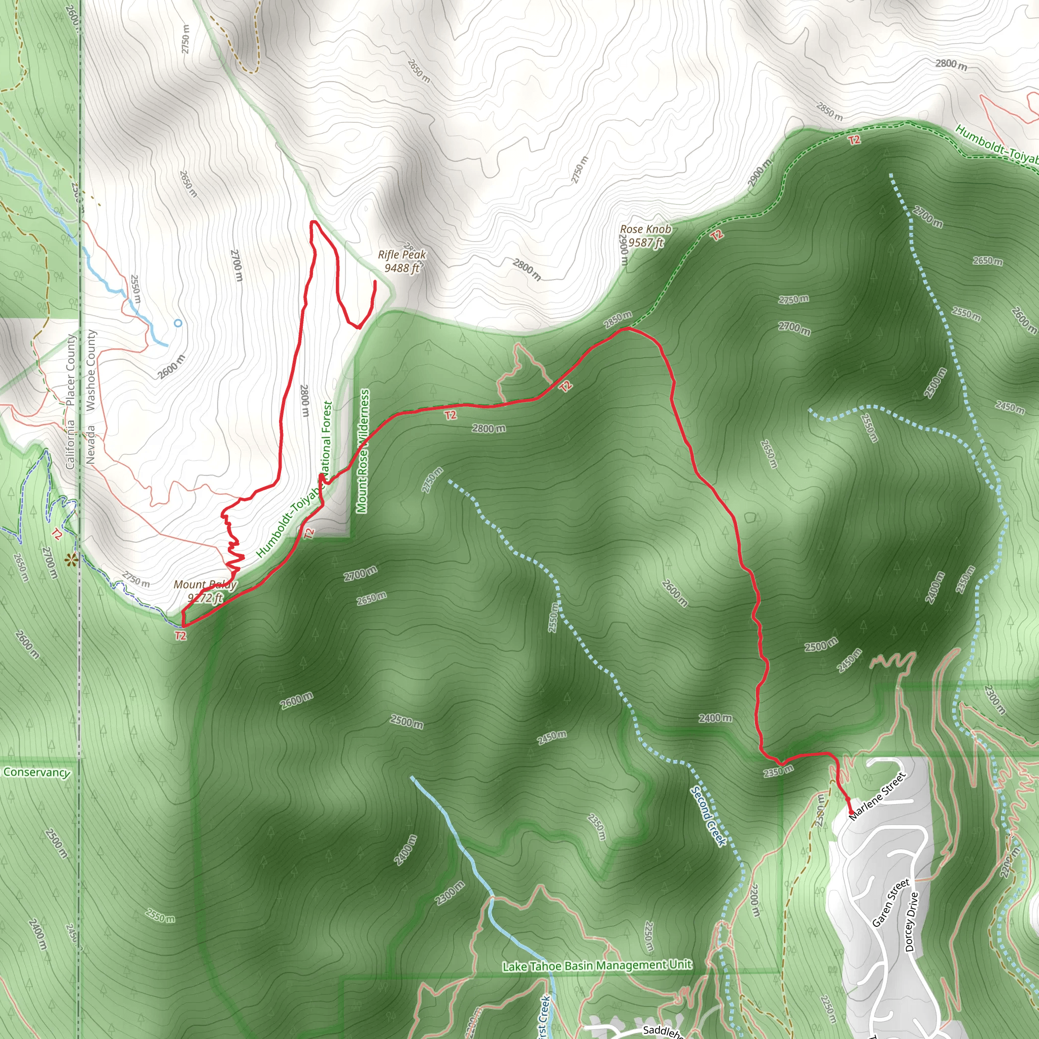 Mount Baldy and Rifle Peak via ADT mobile static map