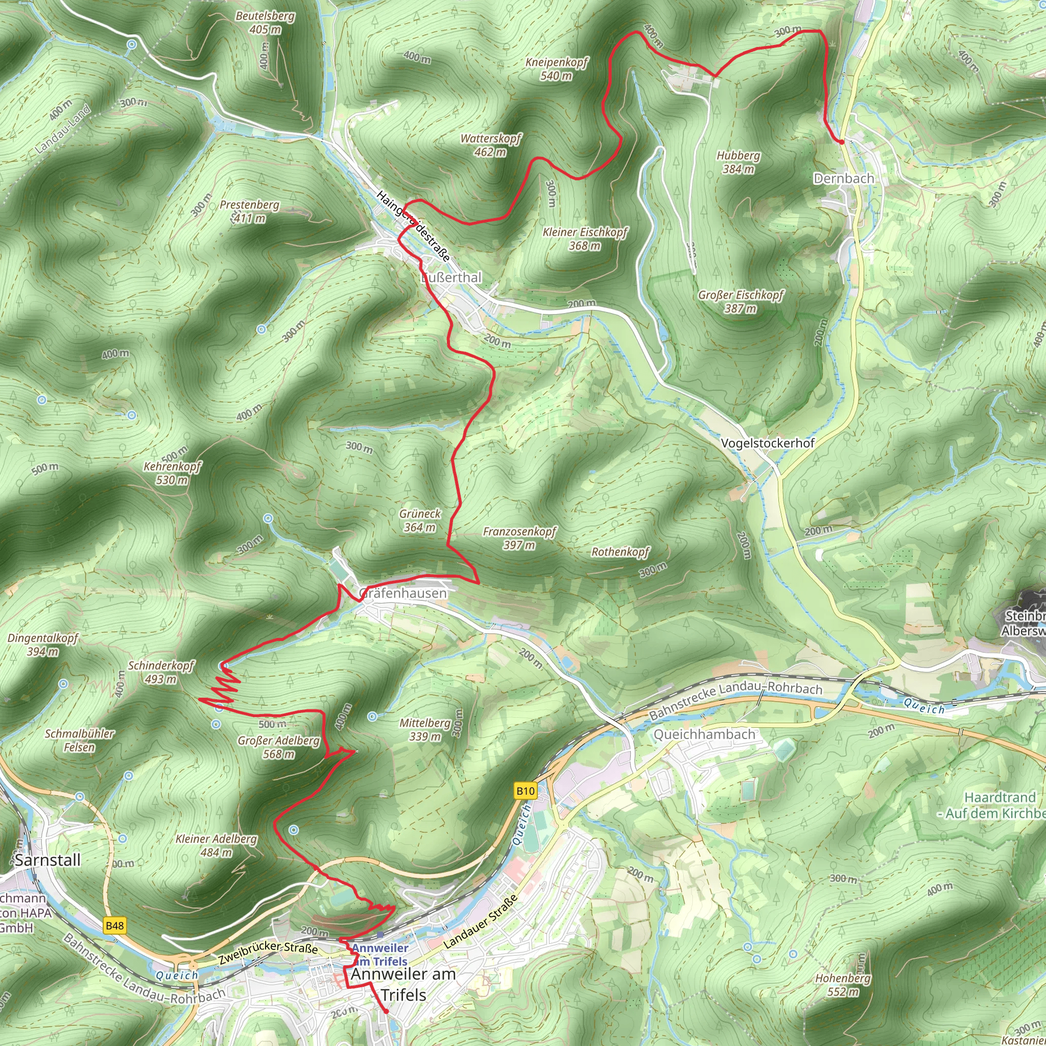 Dernbach to Markward von Annweiler via Pfaelzerwald Weisser Punkt mobile static map