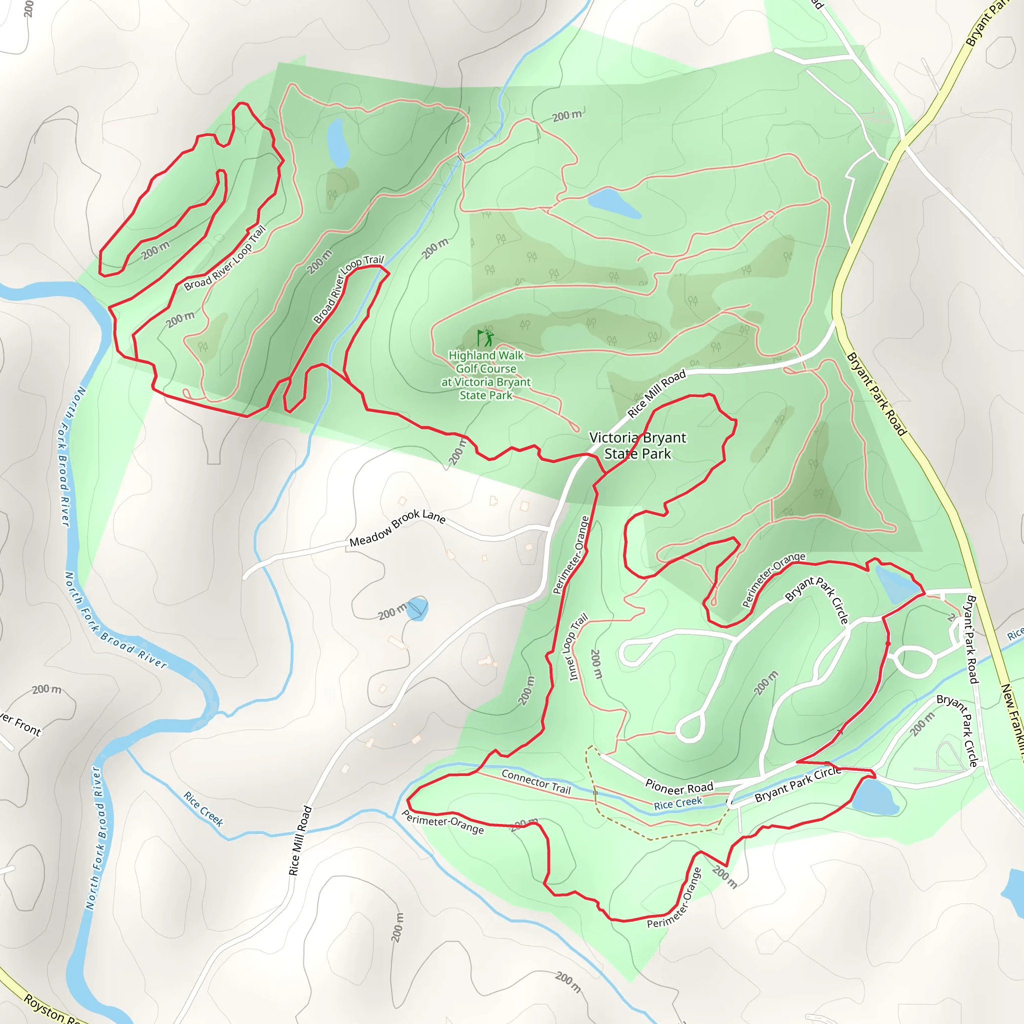Victoria Bryant State Park - Broad River Loop Trail mobile static map