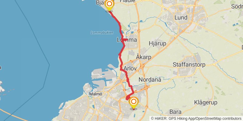 Skåneleden Trail stage 22 Map