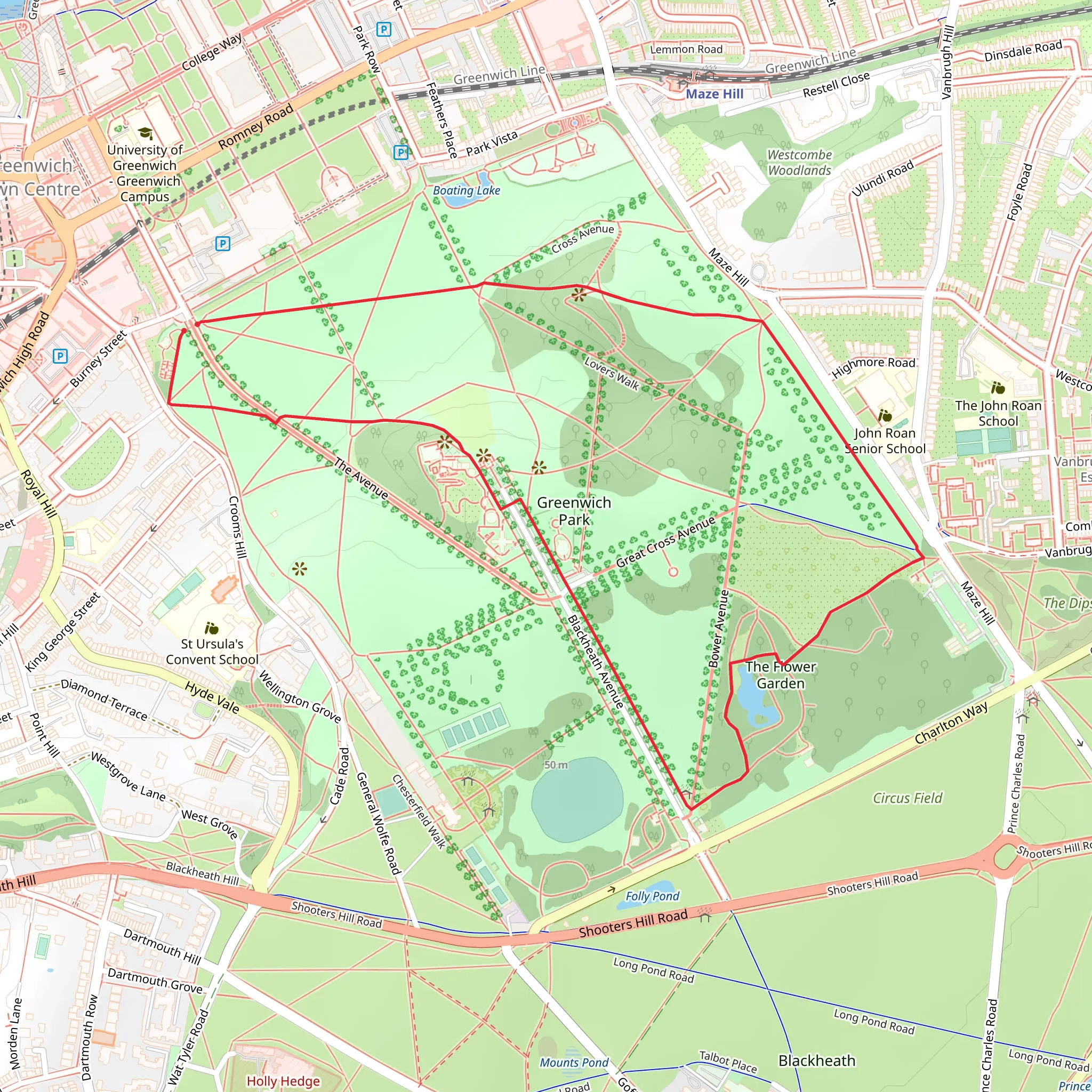 Greenwich Park mobile static map