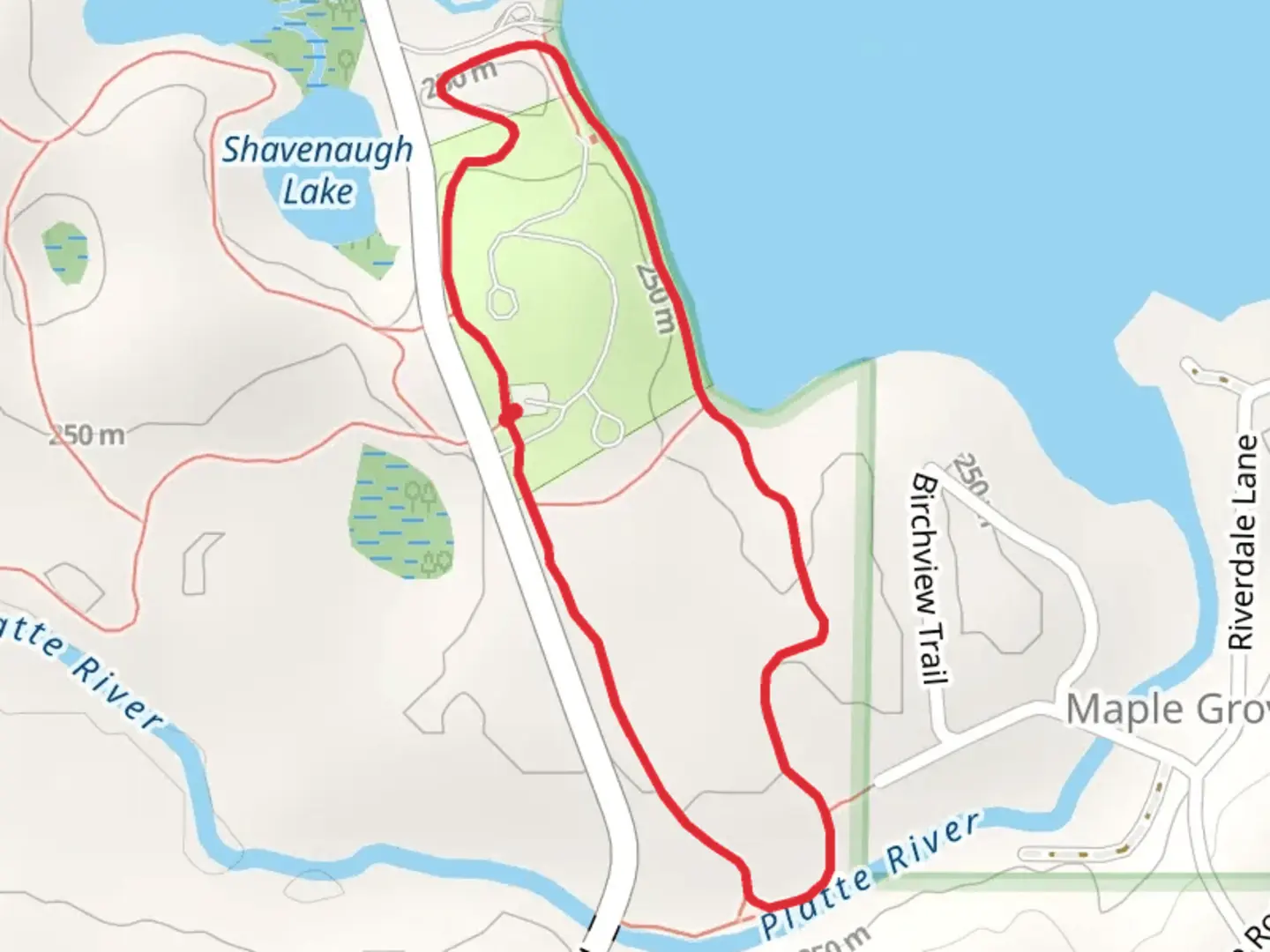 An image depicting the trail Lake Ann Pathway Campground Loop and its surrounding area.