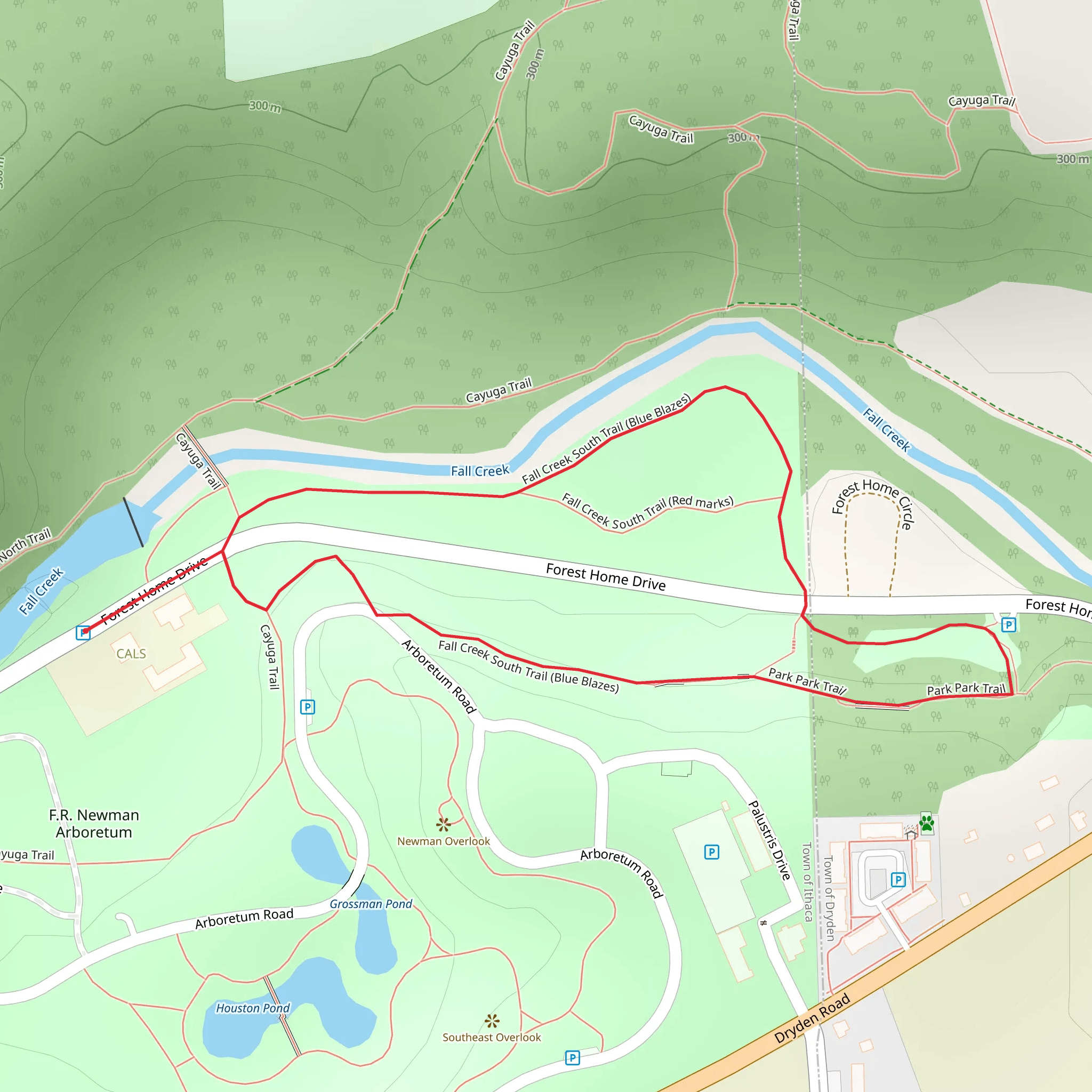 Blue Blazes - Fall Creek South Trail mobile static map